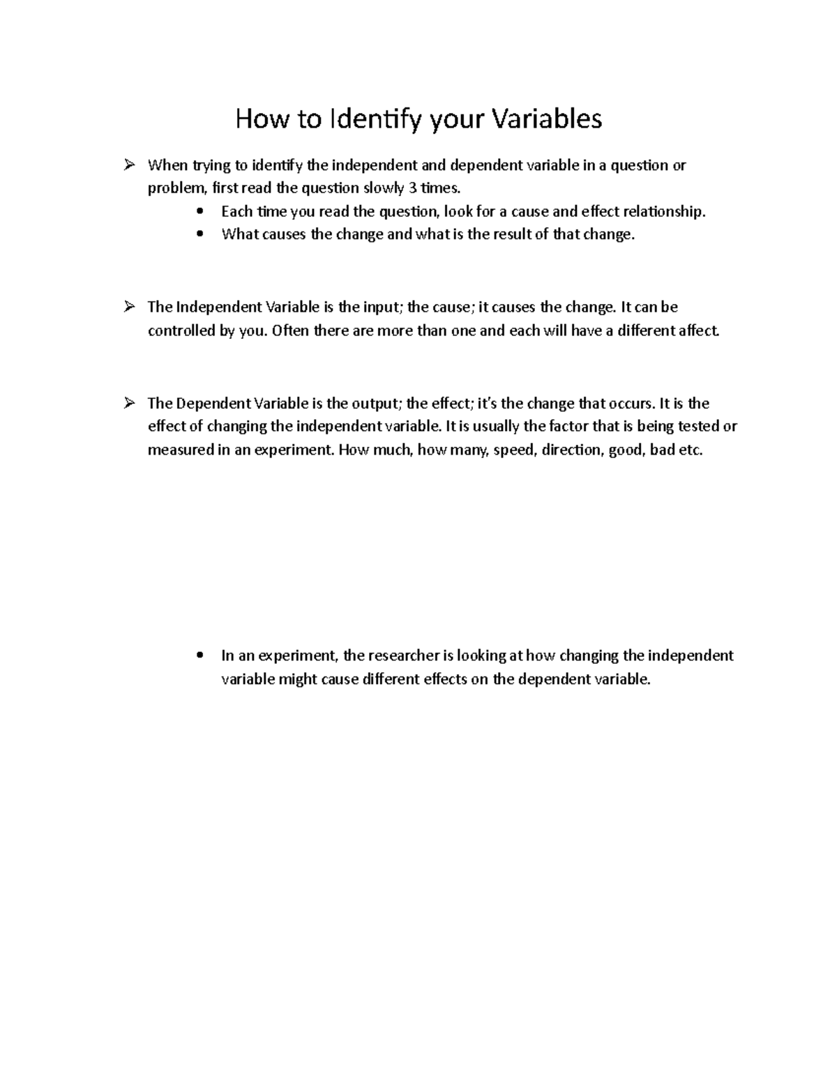 How to Identify your Variables - Each time you read the question, look ...