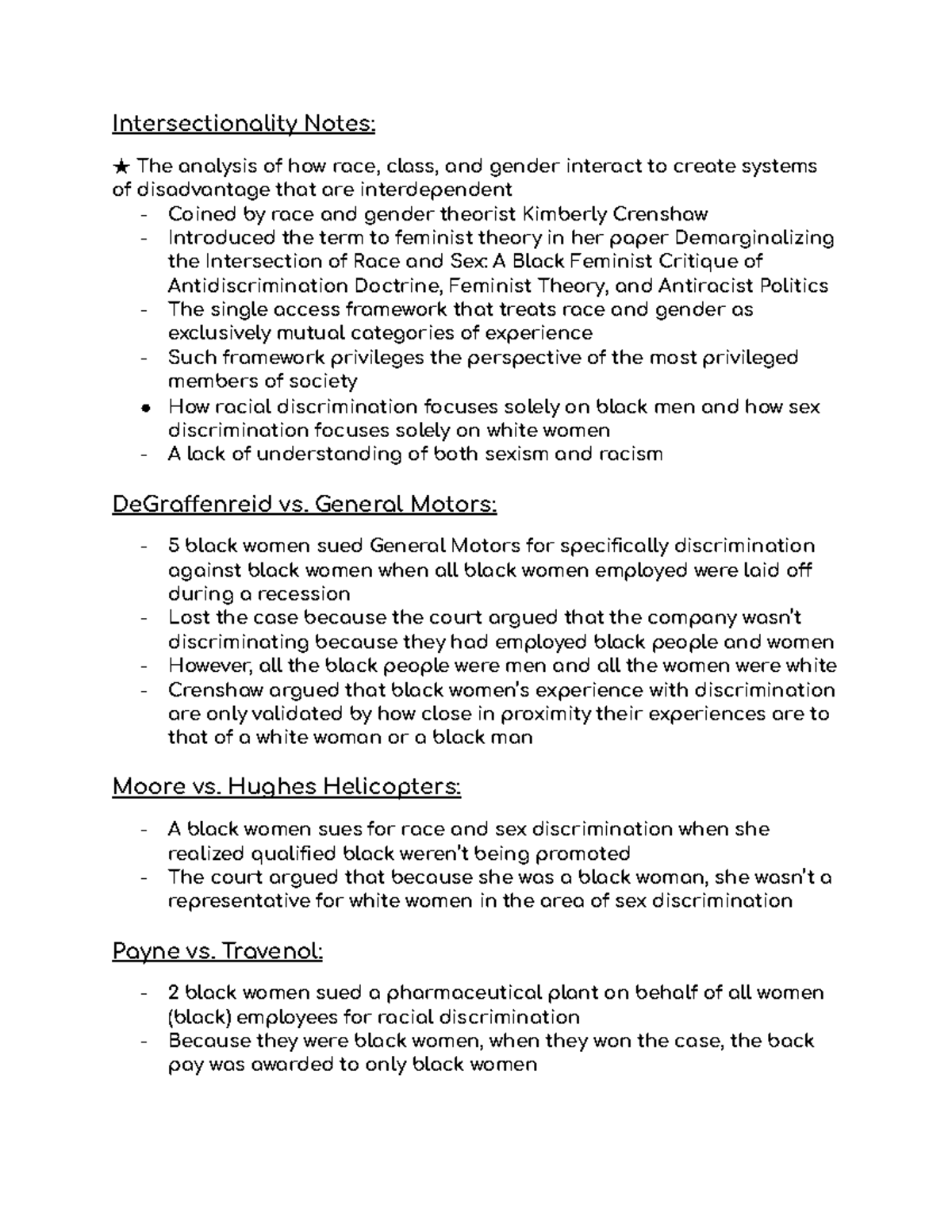 Intersectionality Notes Part 2 - Intersectionality Notes: ★ The ...