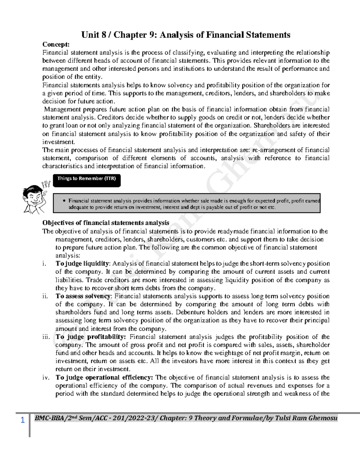 Unit 8 Analysis Of Financial Statement For BBA 2nd Sem 2079 Magh - Nd ...