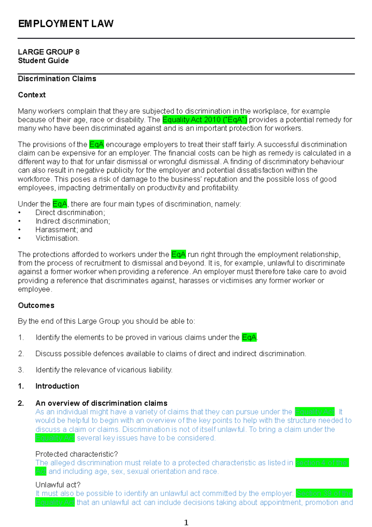 Employment LAW lecture 8 SD - EMPLOYMENT LAW LARGE GROUP 8 Student ...