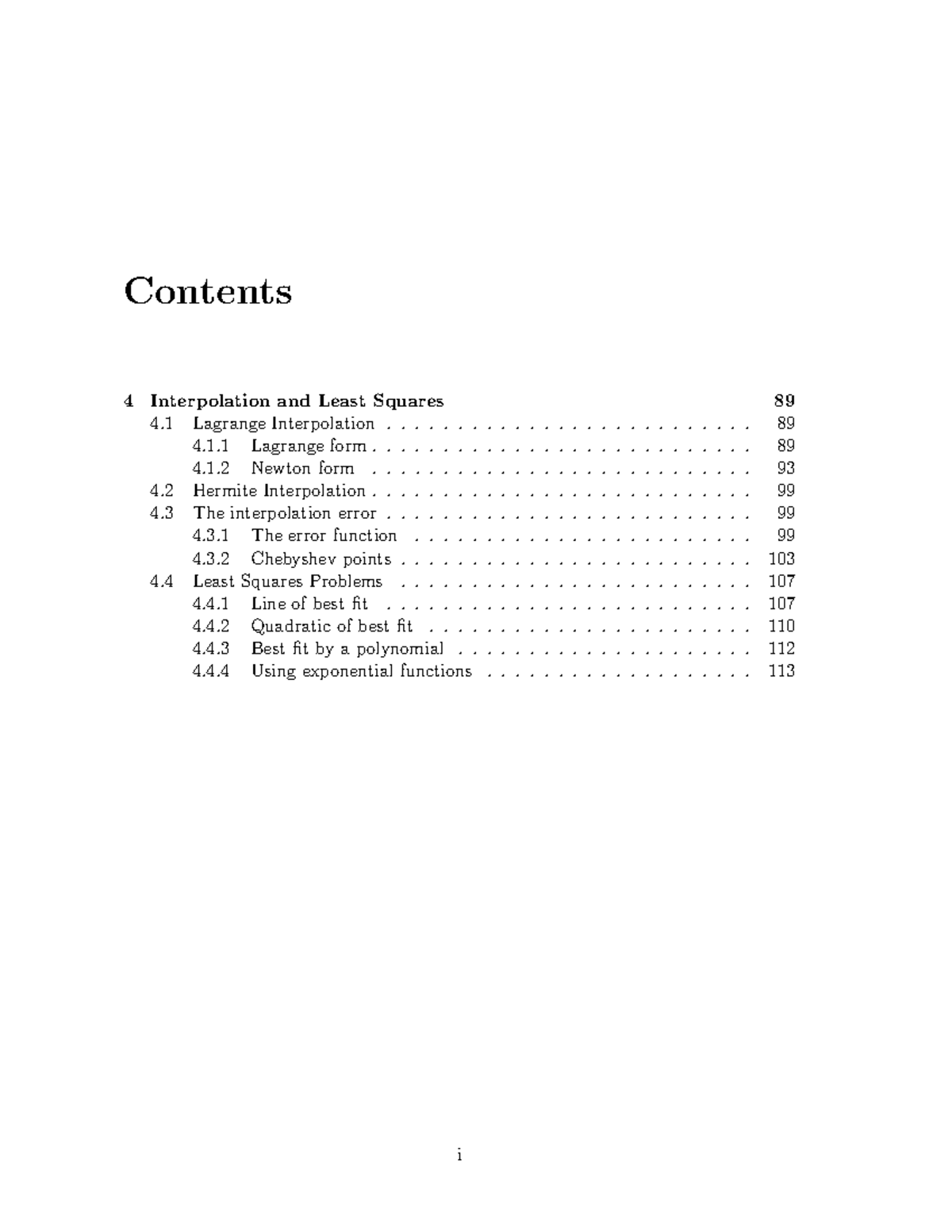 Chap4 Interp-4 - Contents 4 Interpolation and Least Squares 4 Lagrange ...