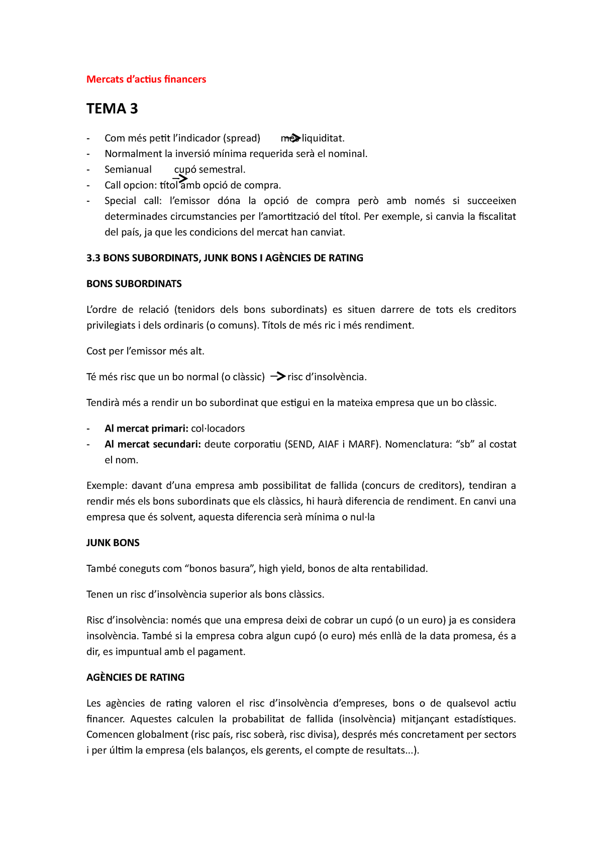 13 Apuntes 3 Mercats D Actius Financers Tema 3 Com Mes Petit L Indicador Spread Mes Studocu