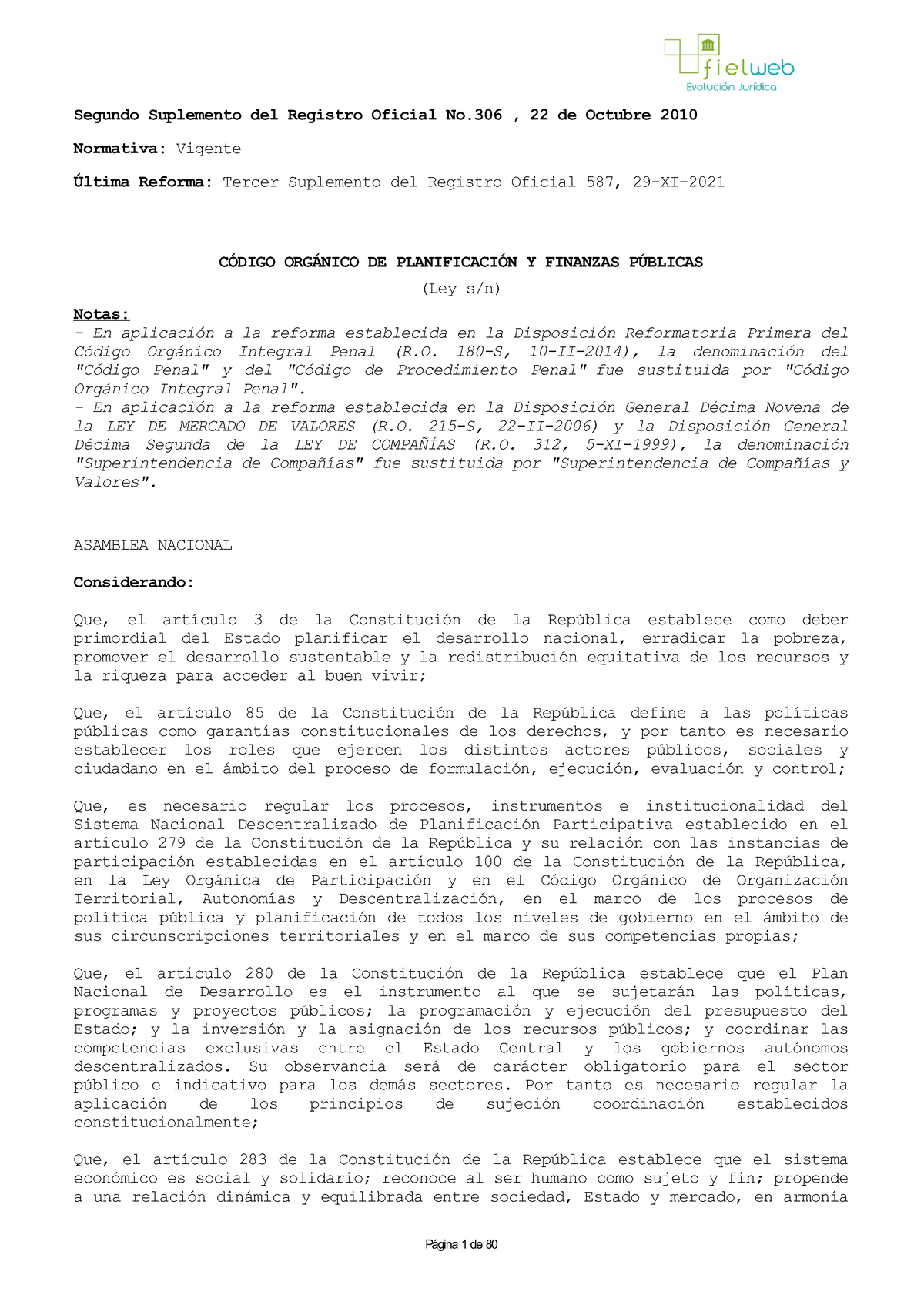 Codigo Organico Planificación Y Finanzas Públicas - Segundo Suplemento ...