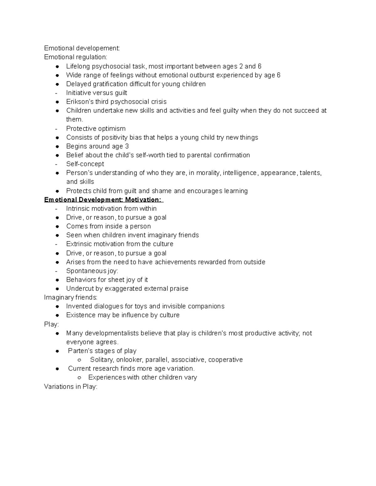 PSCL Chapter 10 early psychosocial development - Emotional developement ...