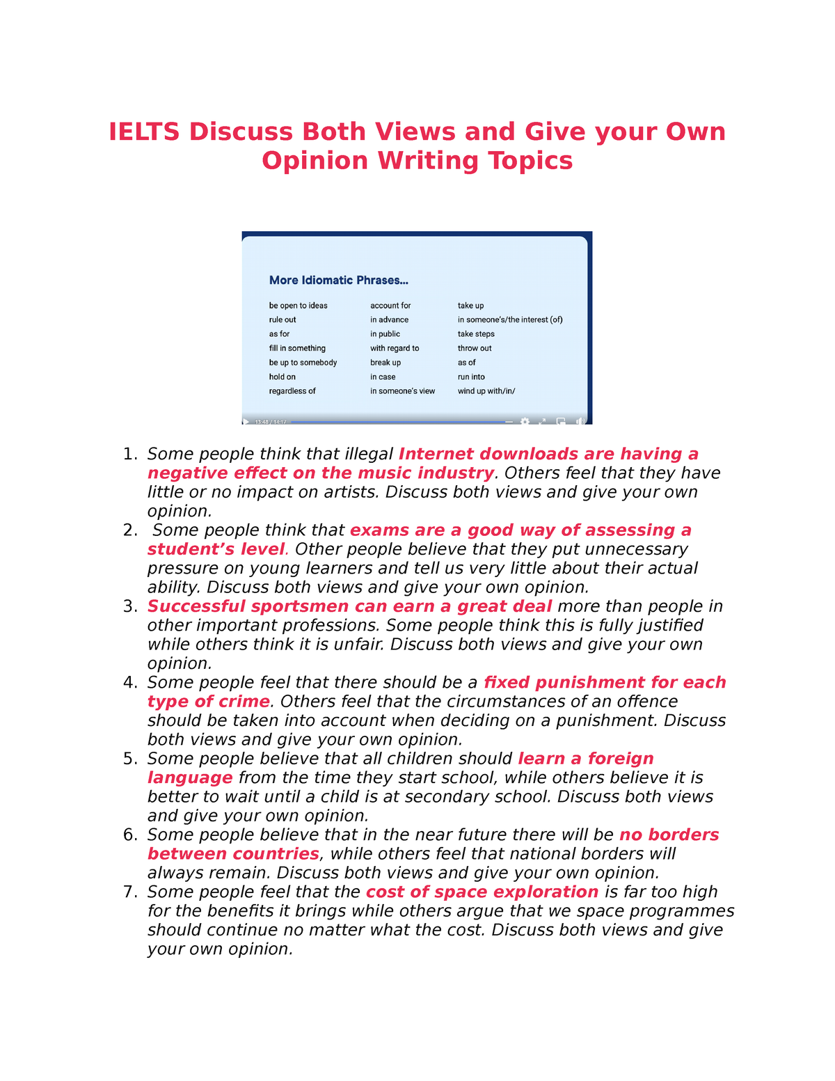 opinion essay topics ielts liz