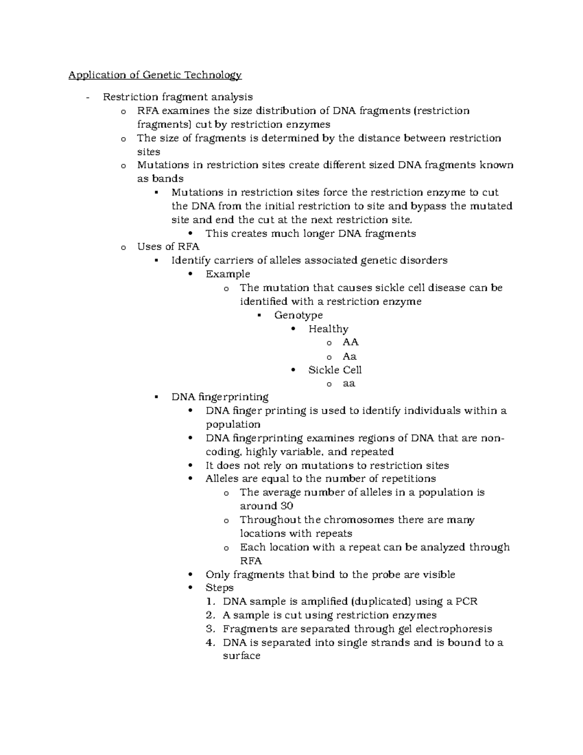 Application of Genetic Technology - Application of Genetic Technology ...