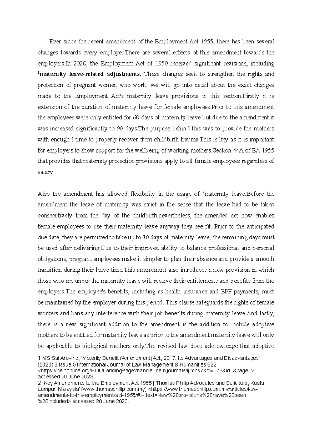 EMPLOYEMNET ACT RESTABLSHMENT AND AMMENDMENT - Ever since the recent ...
