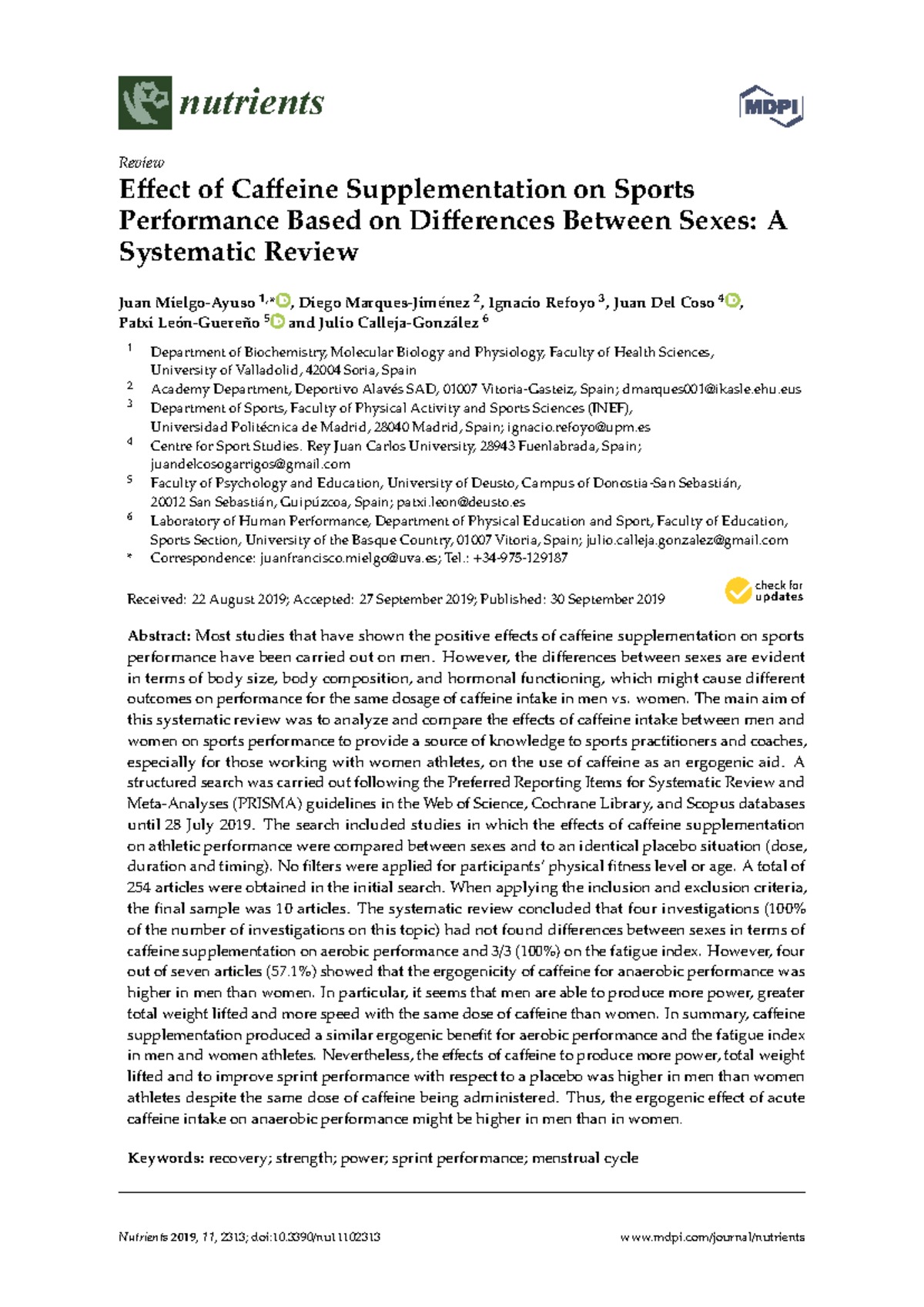 Caffeine pdf for oral - nutrients Review Effect of Caffeine ...