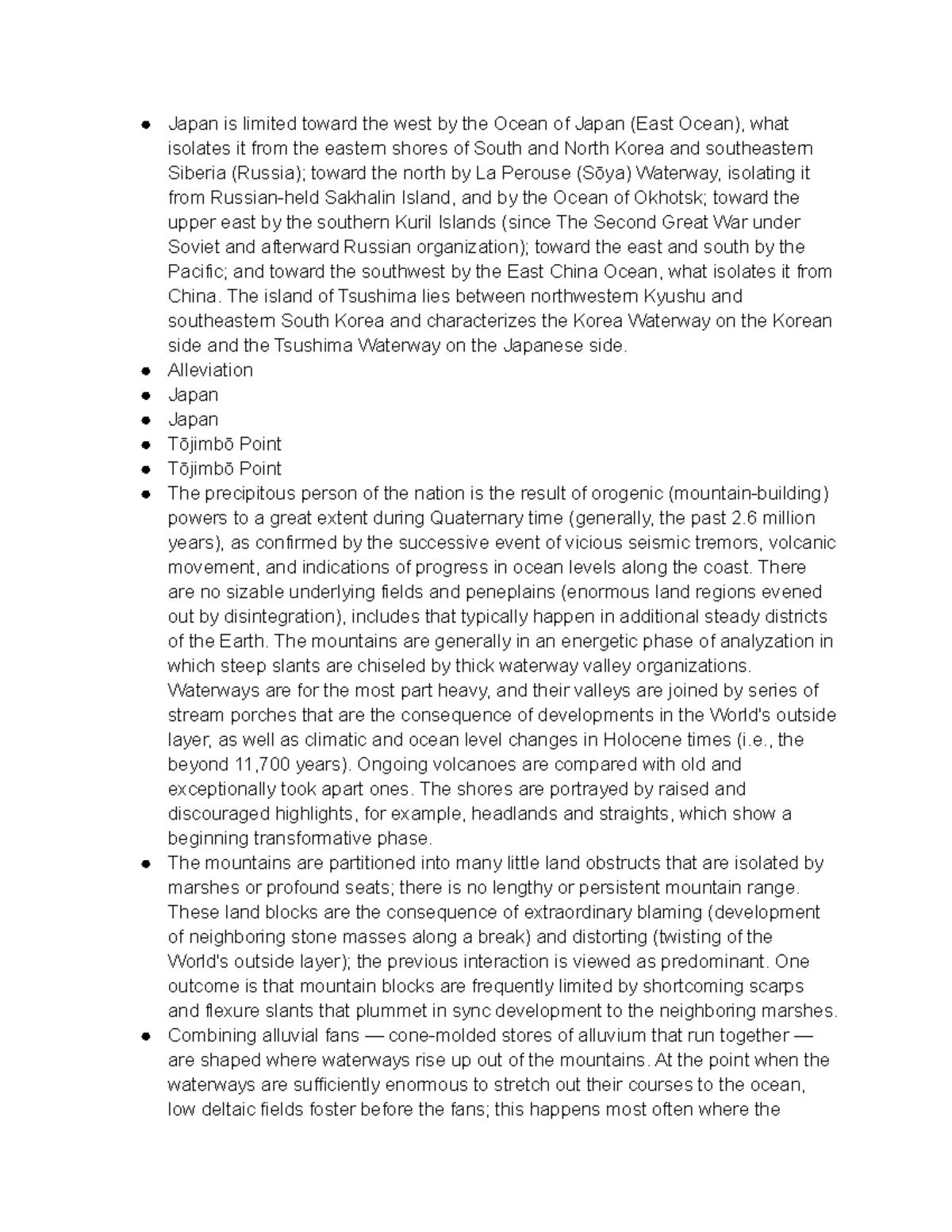 Japan Land Lecture notes from class Japan is limited toward the