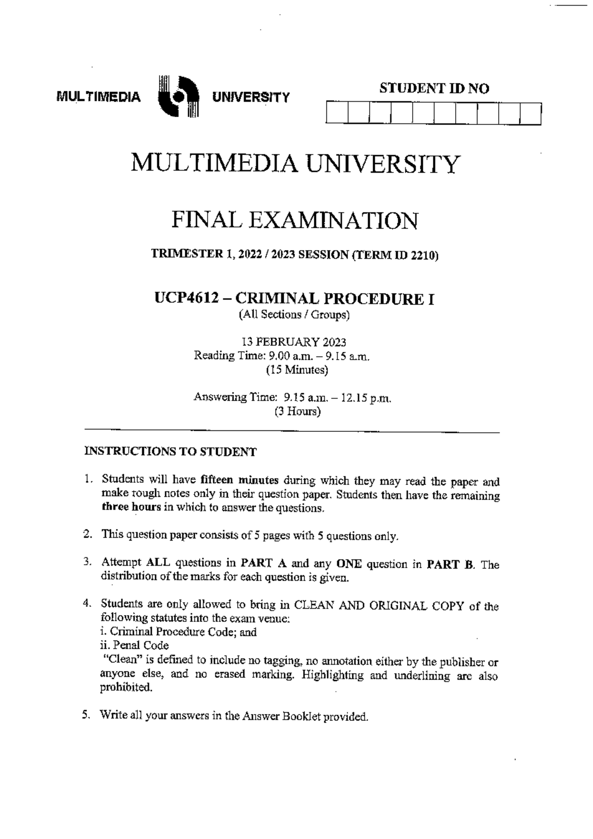 Criminal Procedure 1 22 23 Studocu