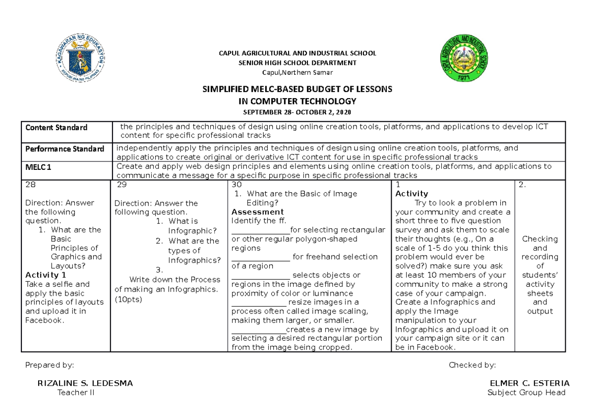 BOL-SEPT 28-30 - humss diss - CAPUL AGRICULTURAL AND INDUSTRIAL SCHOOL ...