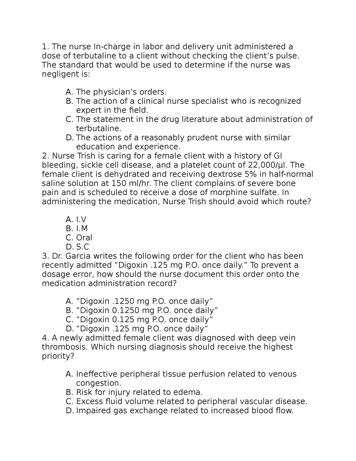 PNLE Foundations OF Nursing - The nurse In-charge in labor and delivery ...