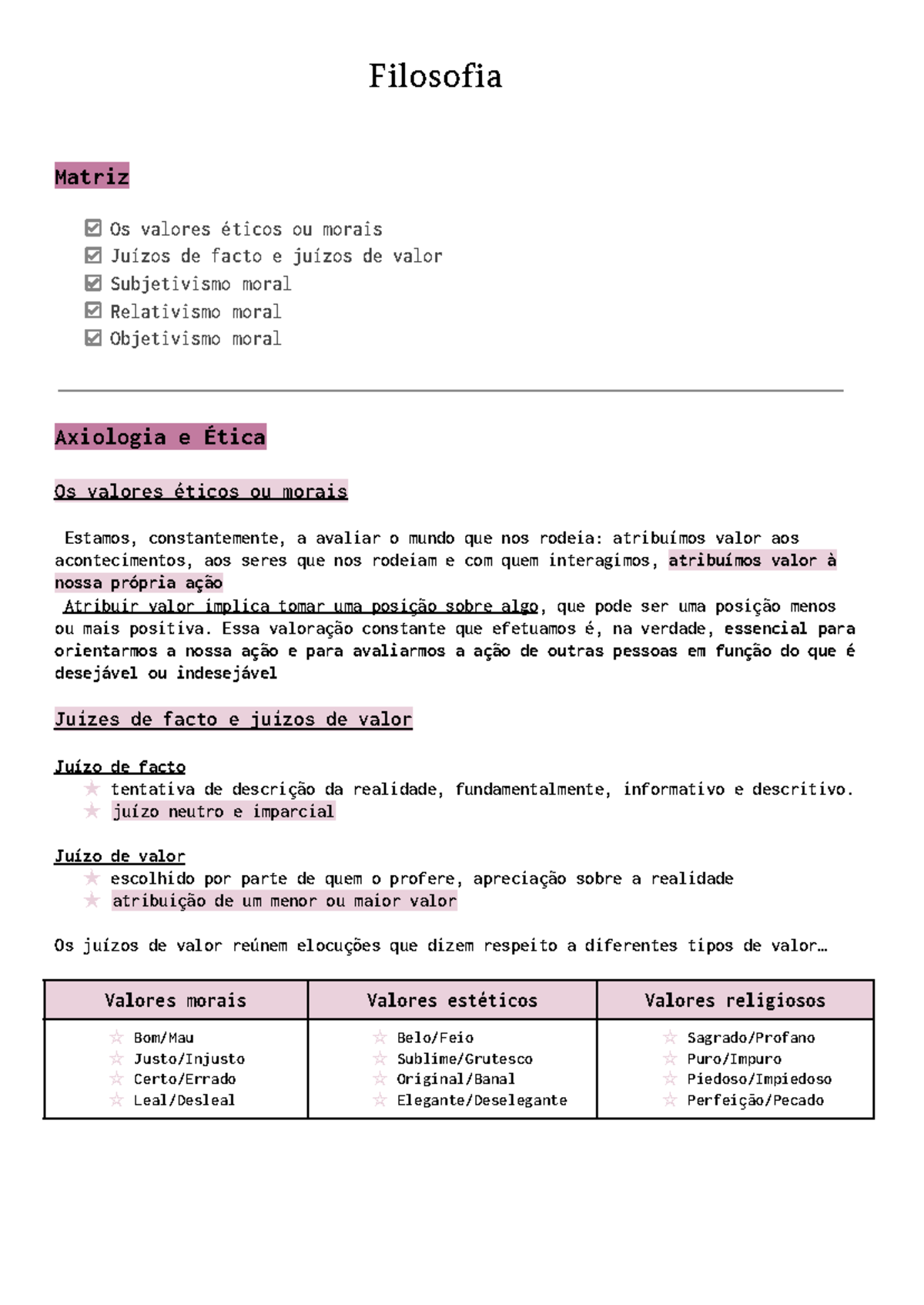 Subjetivismo, Relativismo e Objetivismo - Filosofia Matriz Os valores ...