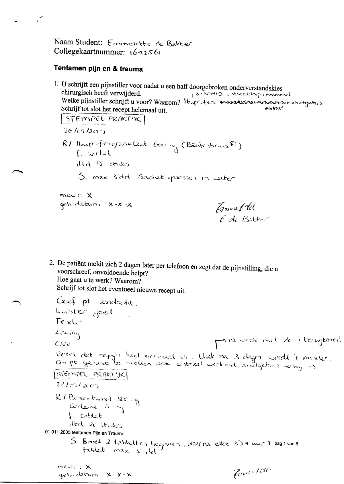 Tentamen 1 November 2009, Vragen En Antwoorden - Naam Student: F-=rckbe ...