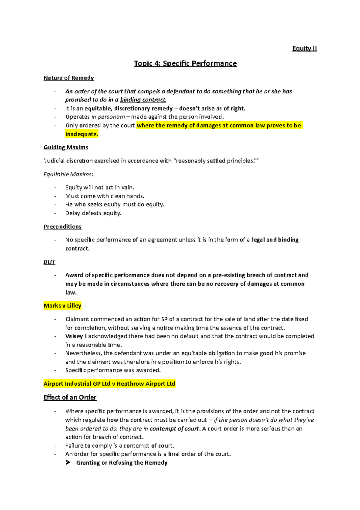 specific-performance-lecture-notes-equity-ii-topic-4-specific