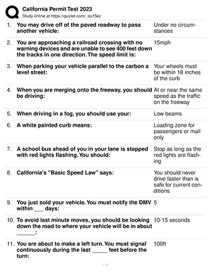 California DMV Permit Test Questions & Answers: Drivers License Te –  testpreparation178