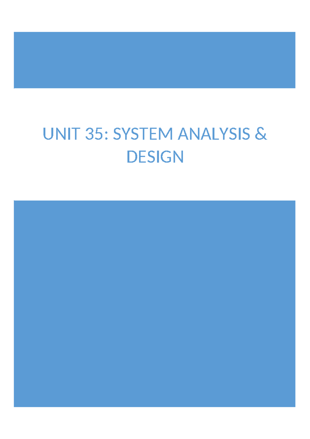 Chethiya - SAD - UNIT 35: SYSTEM ANALYSIS & DESIGN Higher Nationals ...