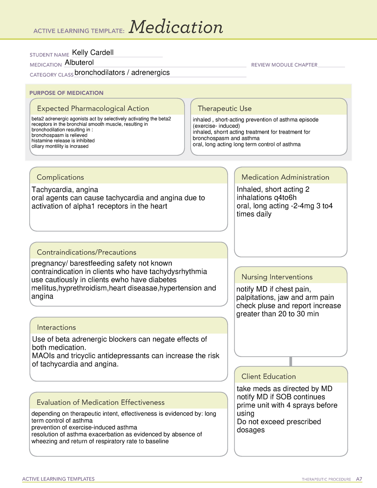 Active Learning Template Albuterol ACTIVE LEARNING TEMPLATES