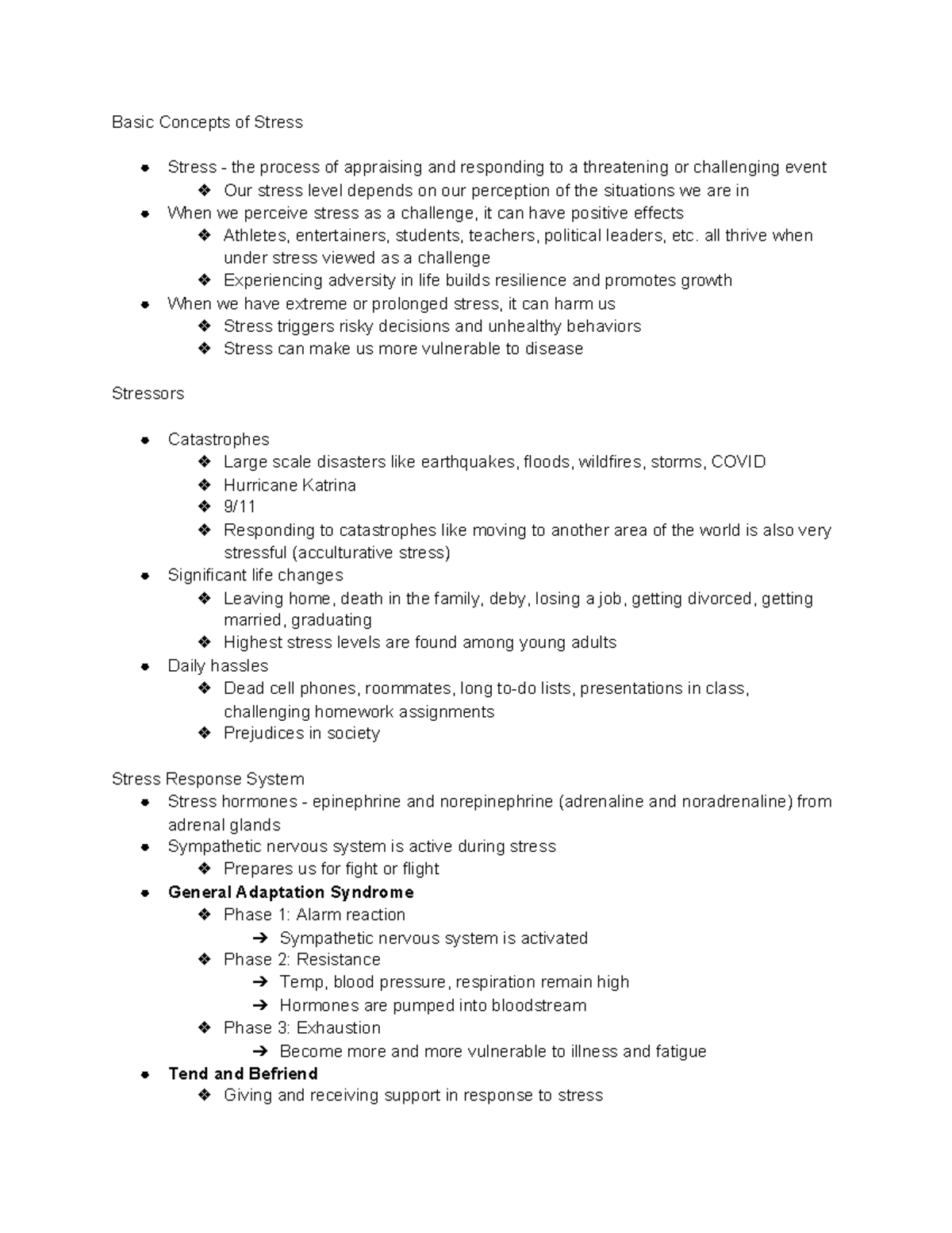 Module 33 - Psych - Lecture notes 26 - Basic Concepts of Stress Stress ...