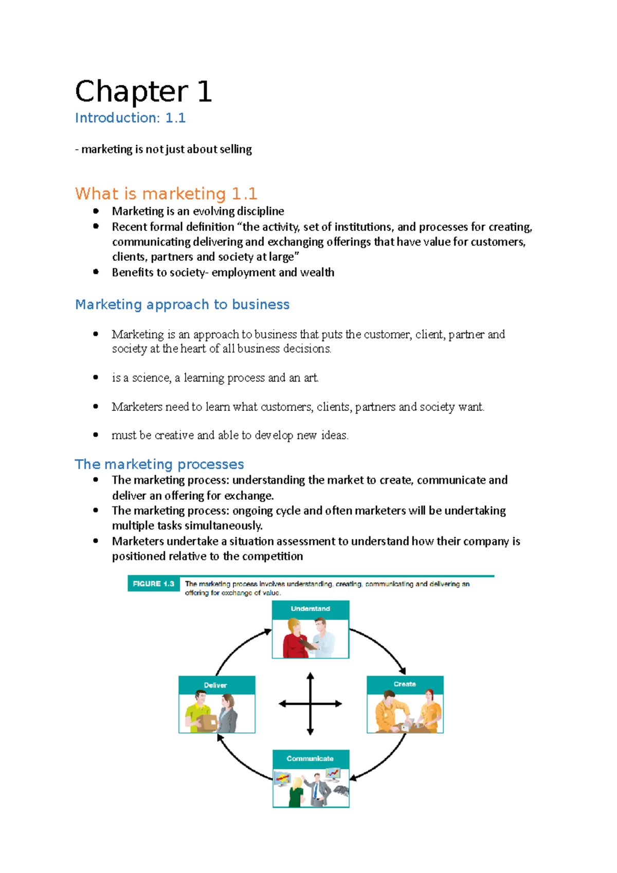 Chapter 1 - Notes - Chapter 1 Introduction: 1. Marketing Is Not Just ...