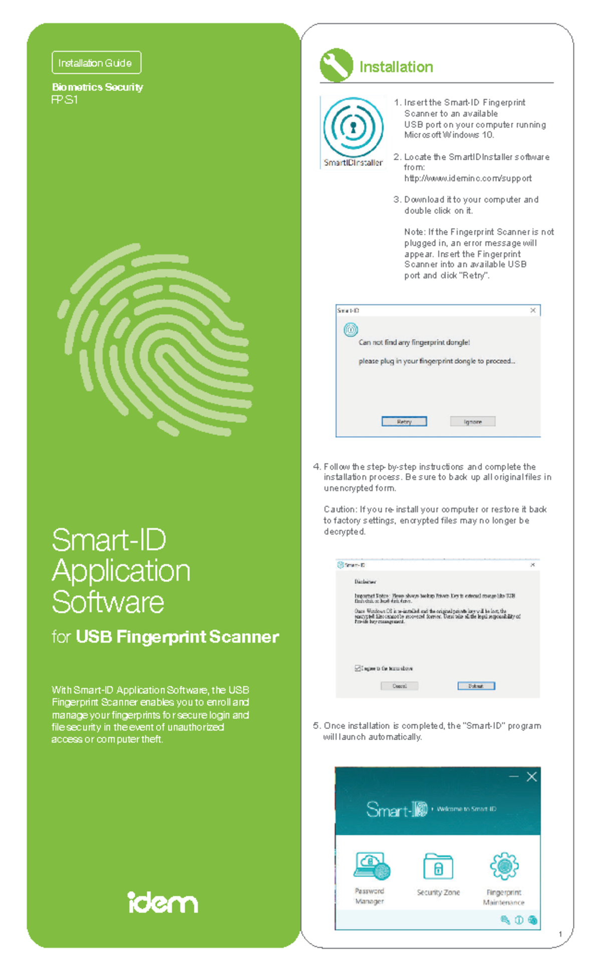 User Guide FPS1 SmartID App FPS SmartID Application Software for
