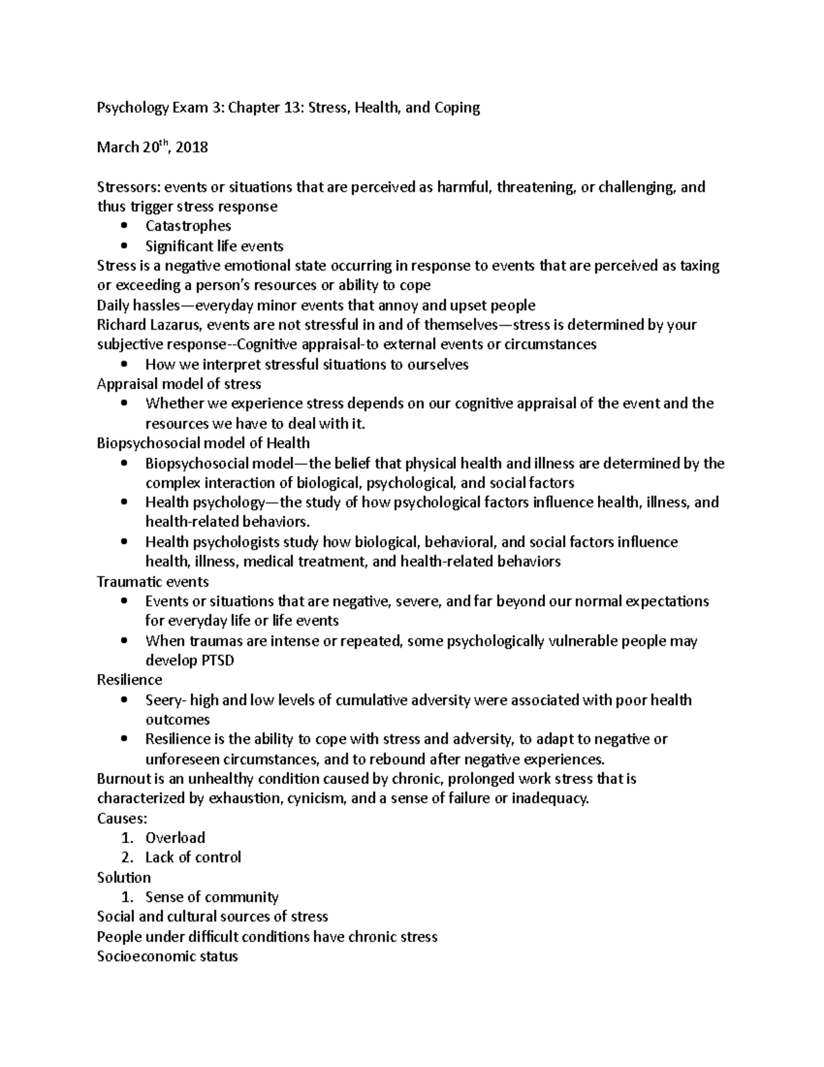 Psychology Exam 3 - Lecture notes Chapter 13 - Psychology Exam 3 ...