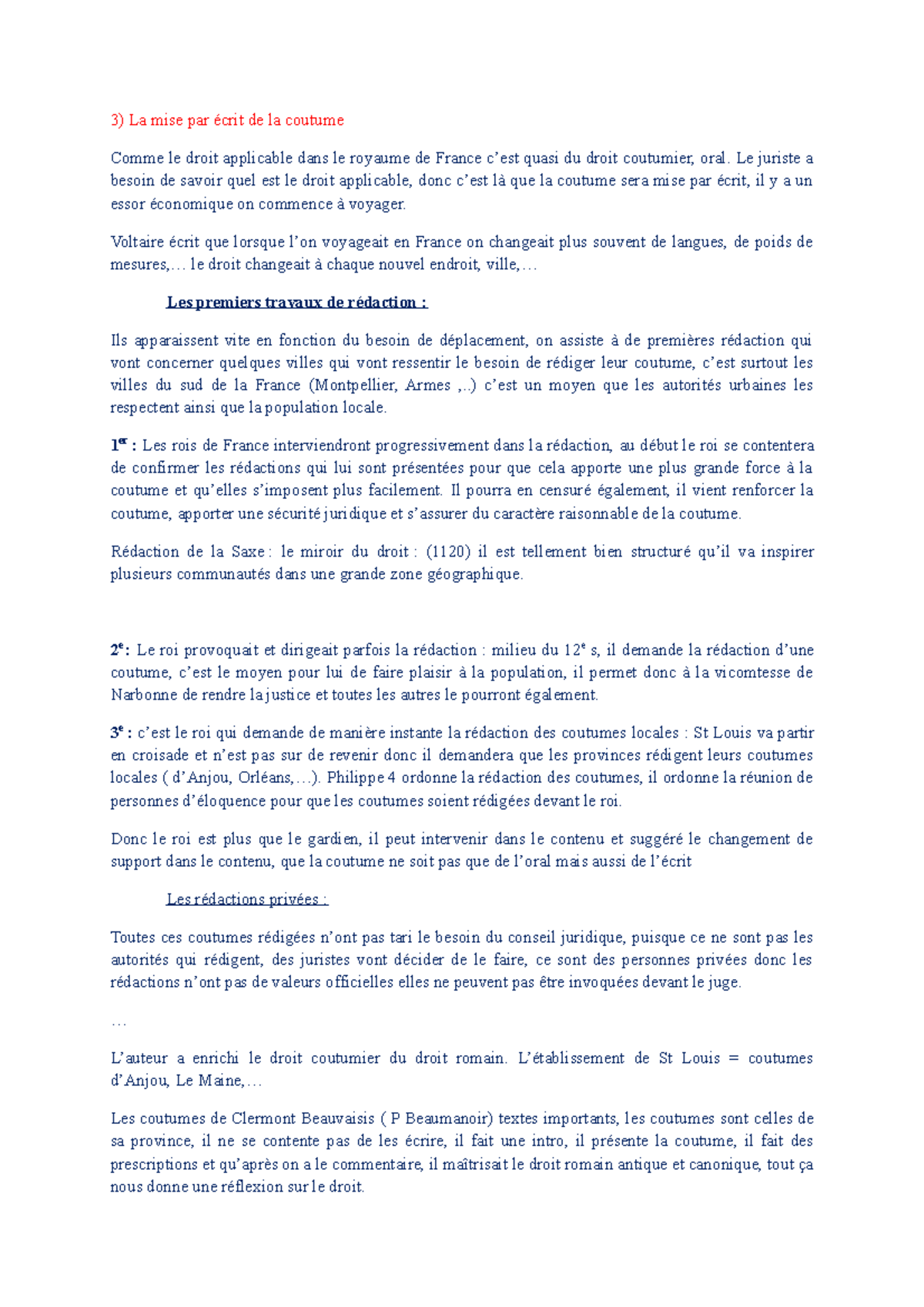 LA LOI ET LA COUTUME Dissertation - Texte Argumentatif Exemple - La These