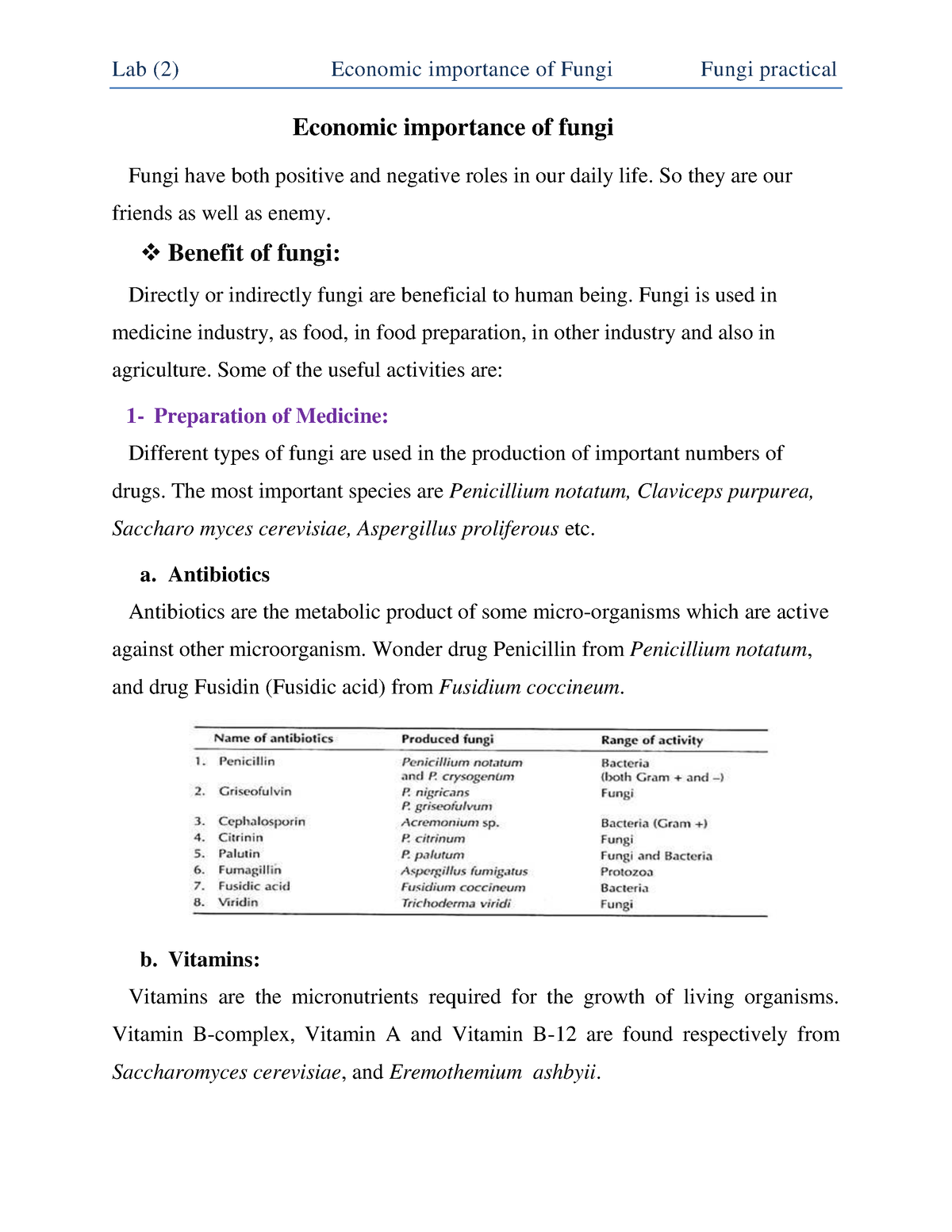 economic importance of fungi assignment pdf