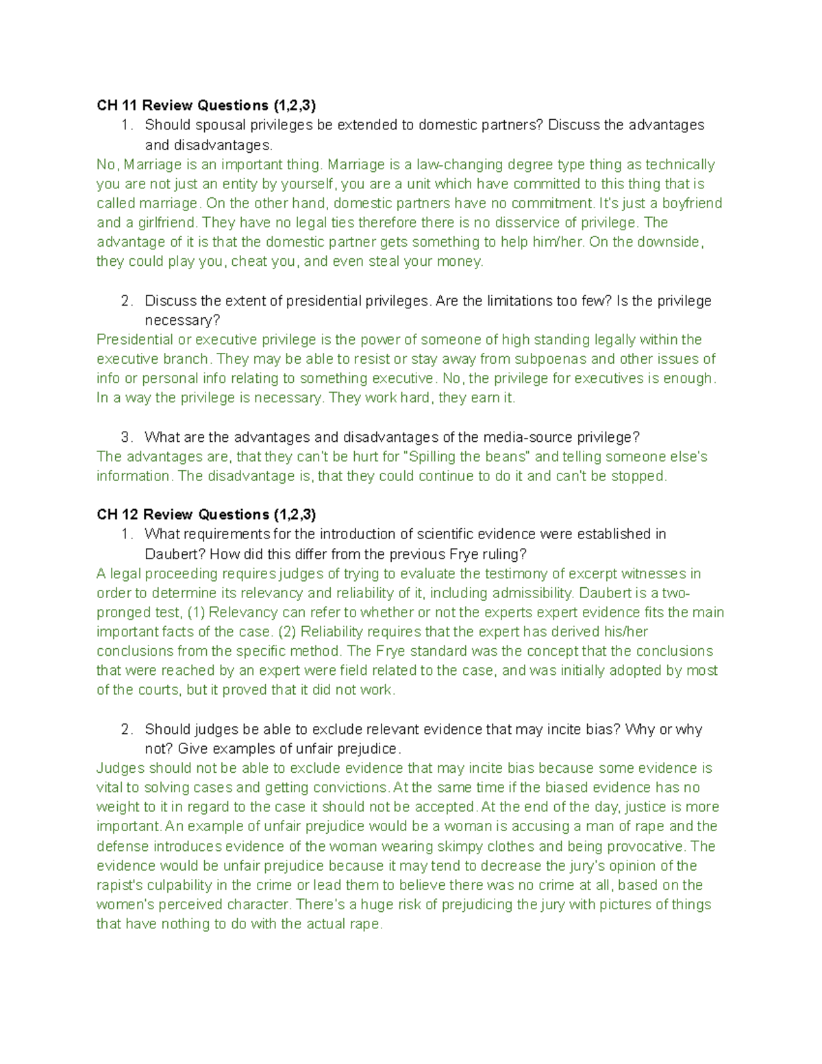 Module 4 Review Questions CH 11 Review Questions (1,2,3) 1. Should