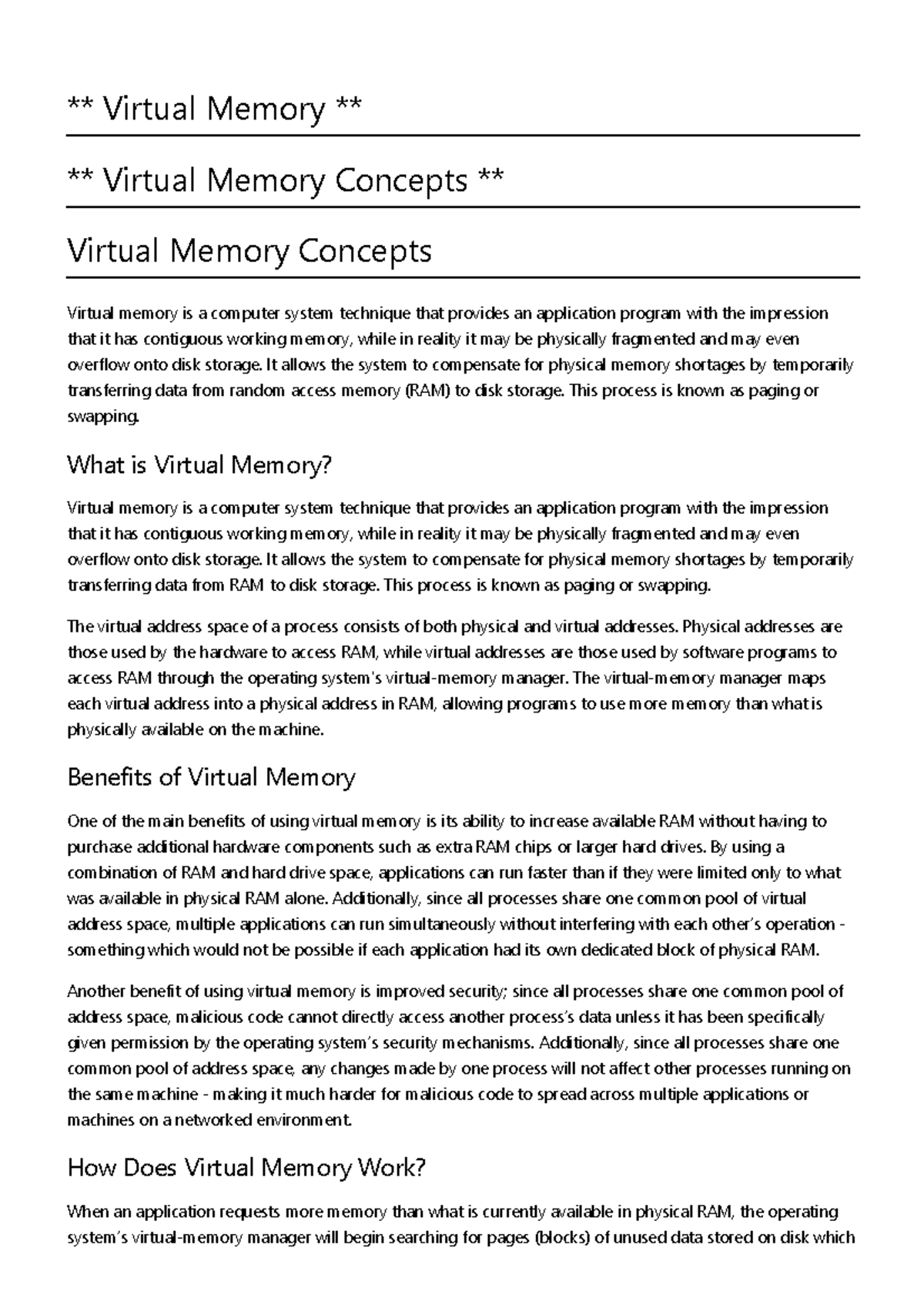 term paper on virtual memory