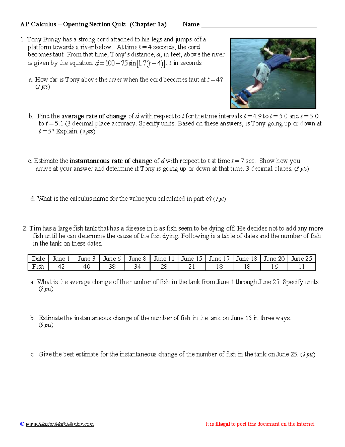 Calculus Practice Limits Practice 1,0 - AP Calculus – Opening Section ...