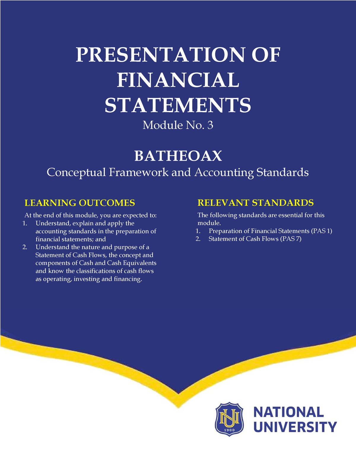 presentation of financial statements studocu