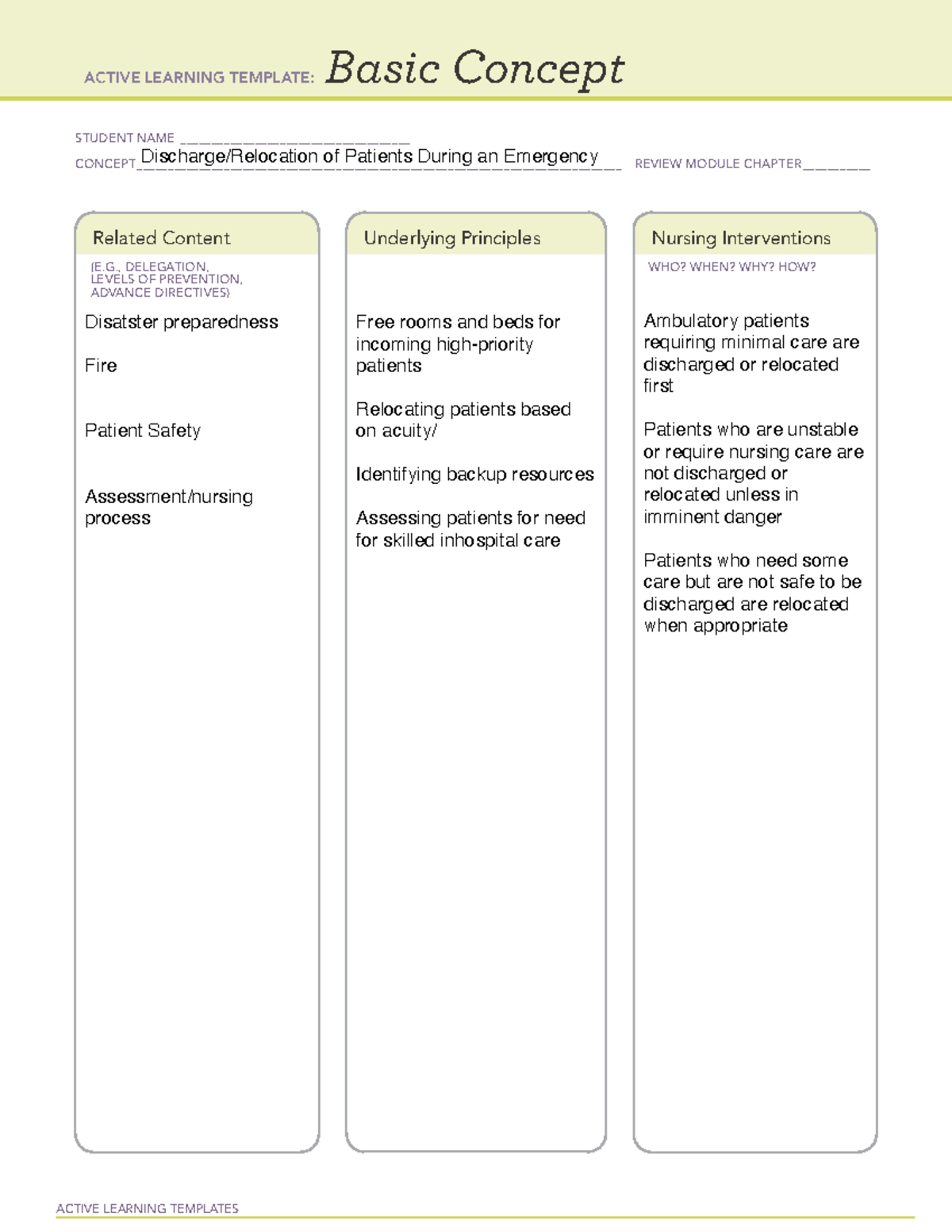Client Discharge in Disaster - NUR 212 - ACTIVE LEARNING TEMPLATES ...