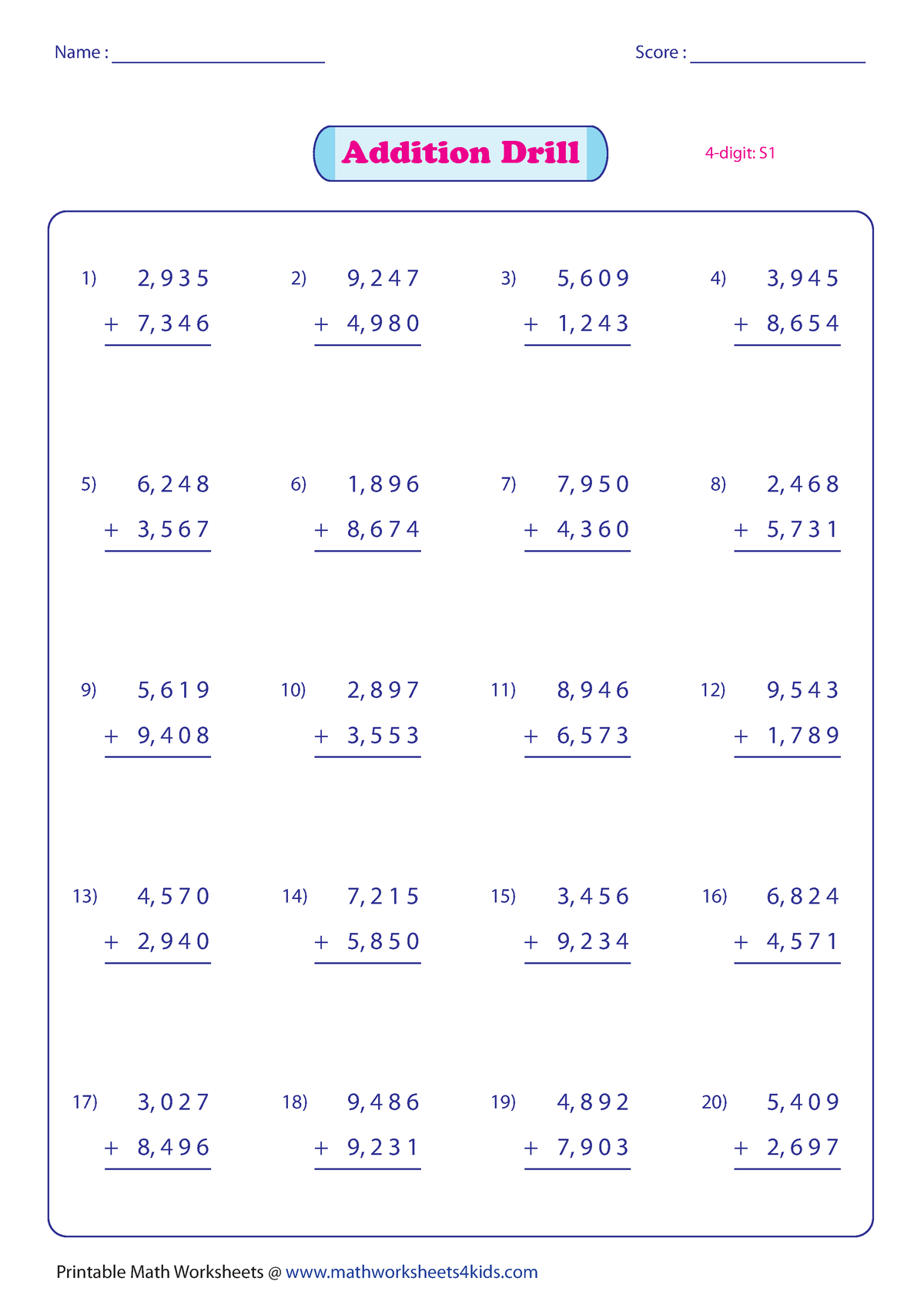 Printable Worksheets Mathworksheets4kids Com