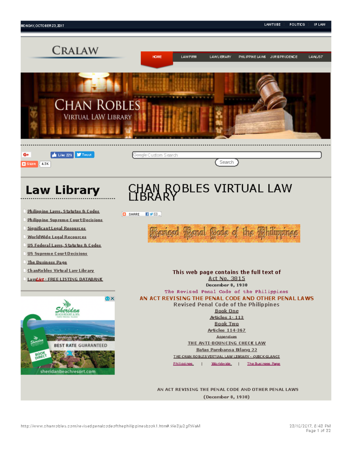 Revised Penal CODE OF THE Philippines - CHAN Robles Virtual LAW Library ...