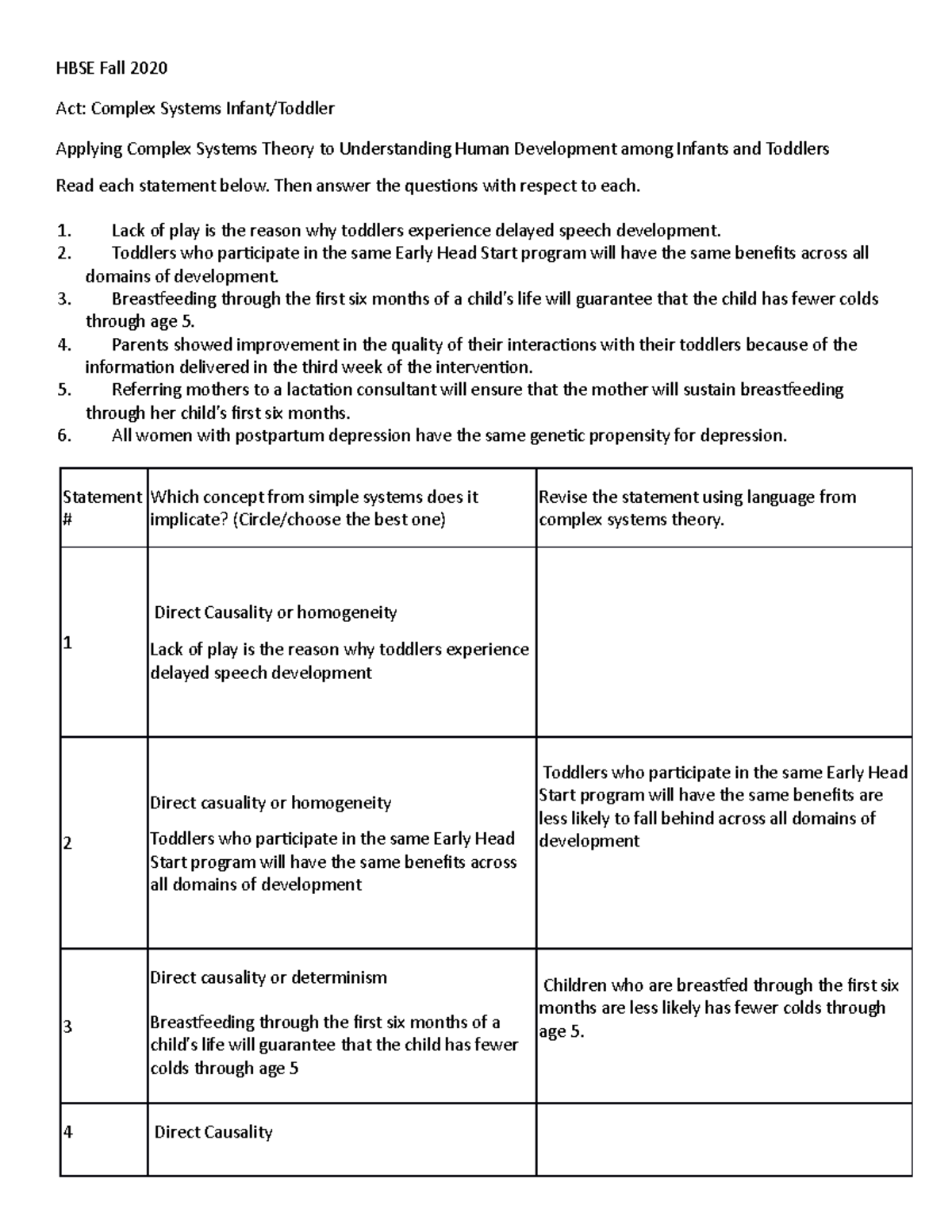 Activity- Complex Systems Infant /Toddler - HBSE Fall 2020 Act: Complex ...