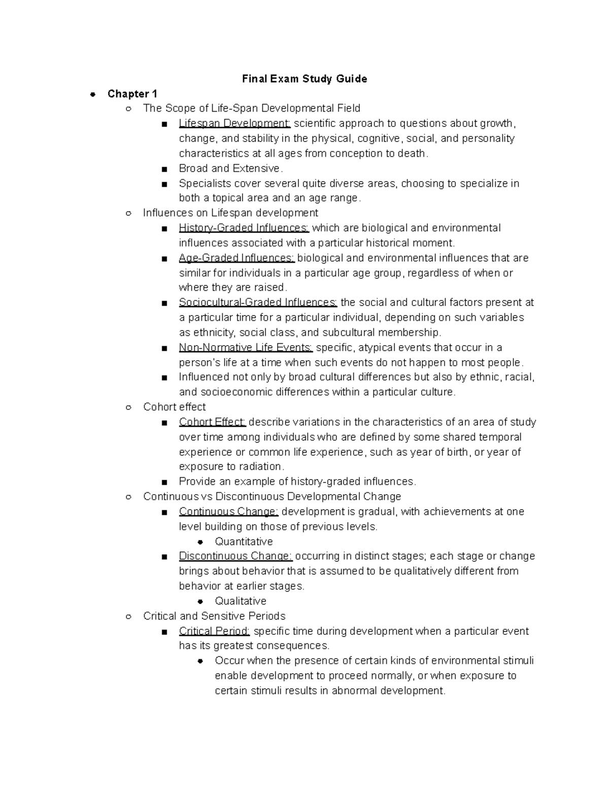Final Exam Guide (Short) - Final Exam Study Guide Chapter 1 The Scope ...