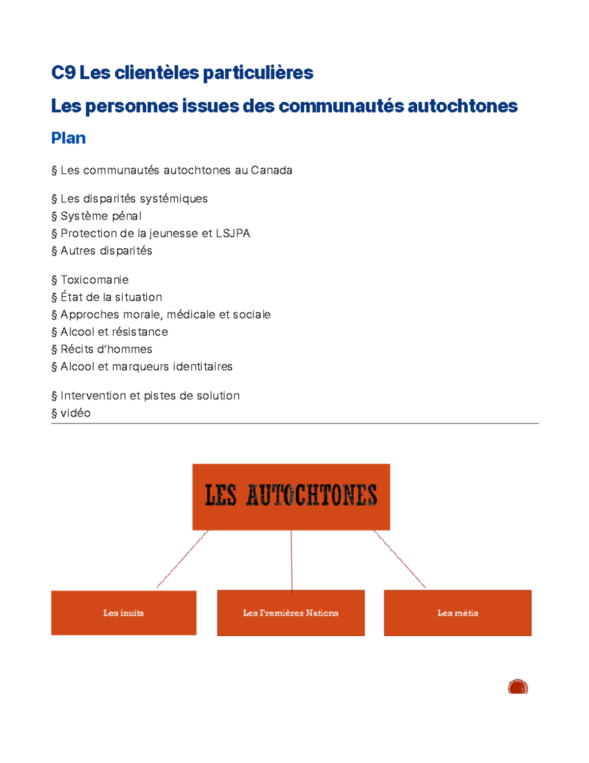 C9 Les clientèles particulières - § Les communautés autochtones au ...