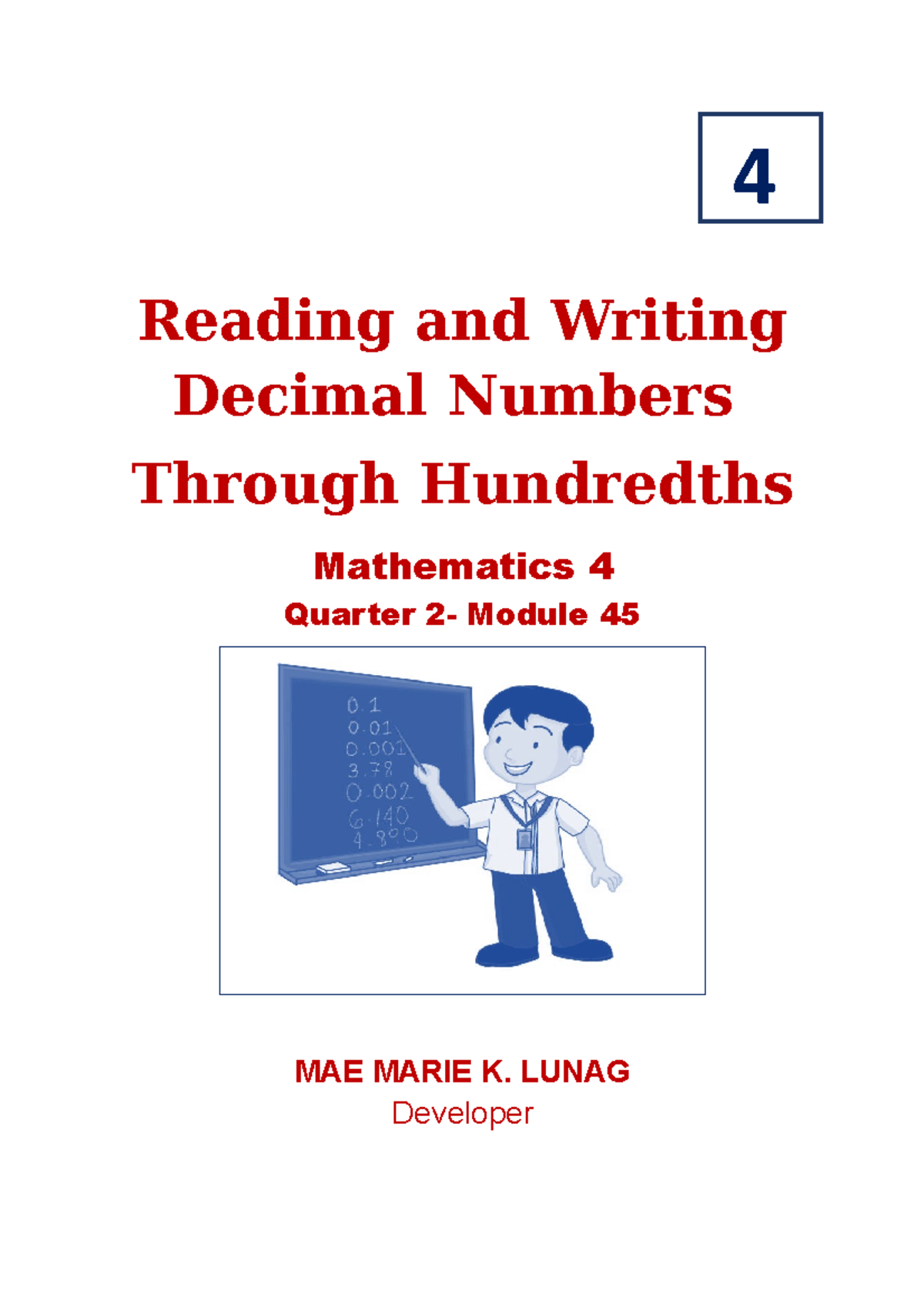 Module in Math Final Reading and Writing Decimal Numbers Through