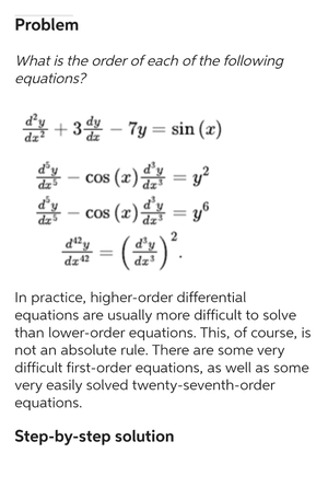 Order Of Differential Equations - Studocu