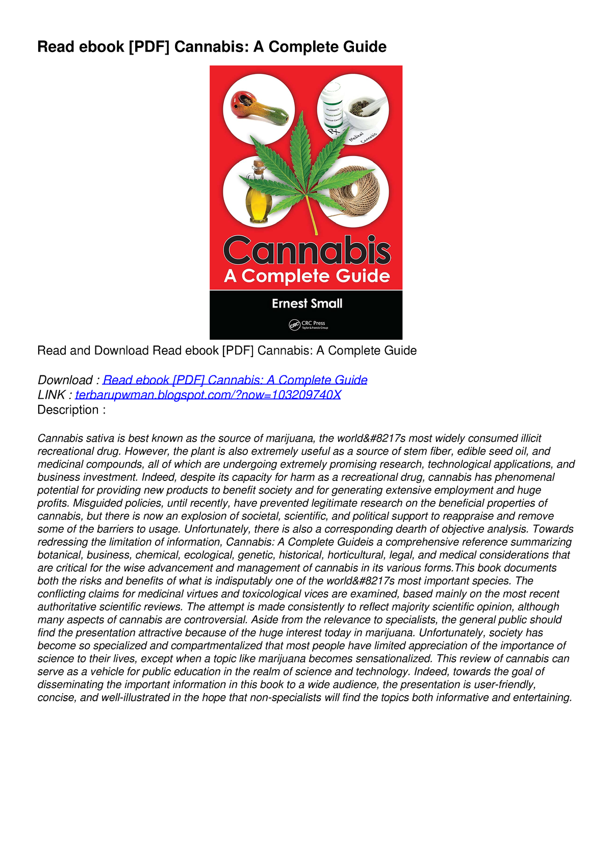 Read Ebook [PDF] Cannabis: A Complete Guide - Blogspot/?now=103209740X ...