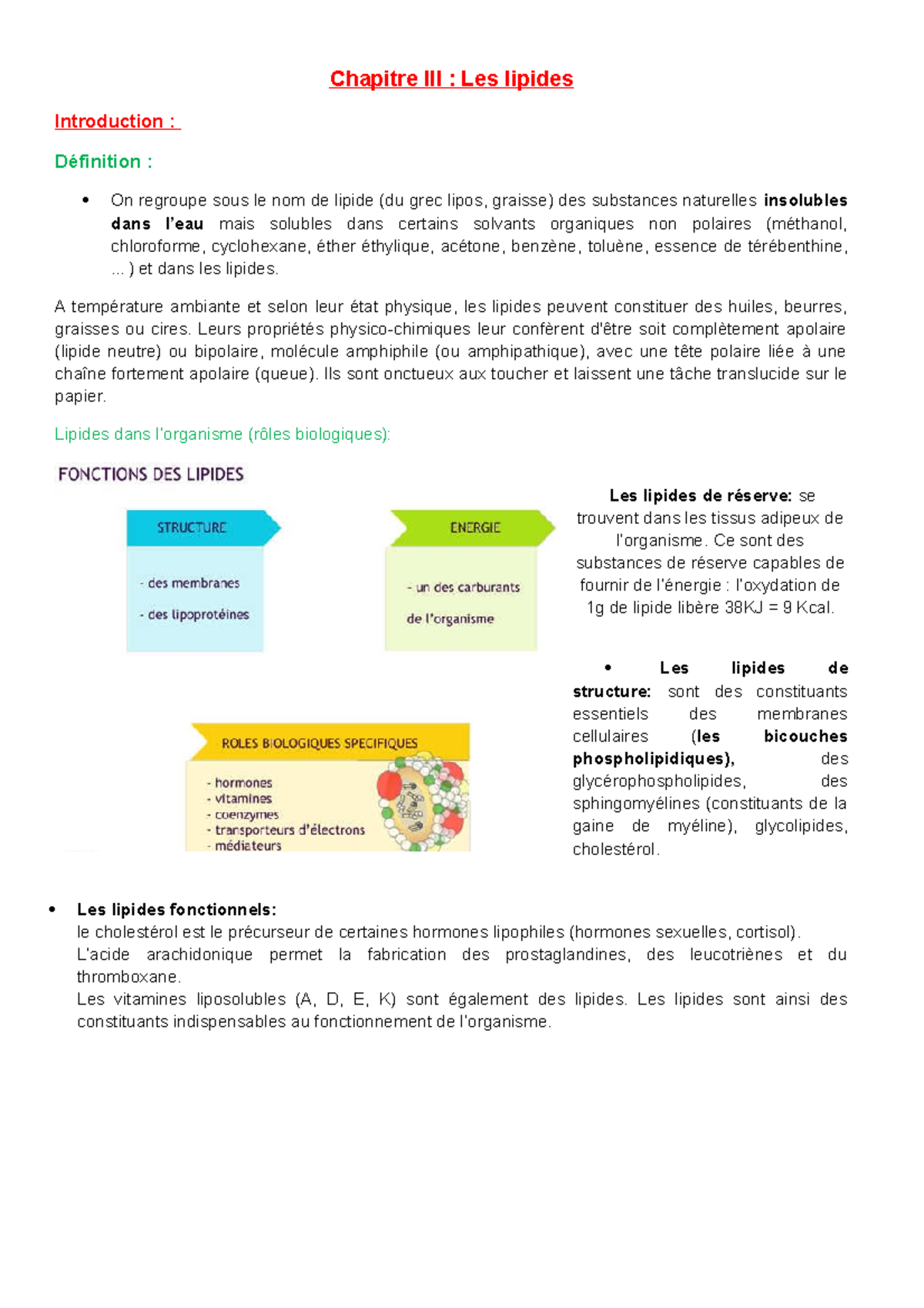 Chapitre lipide Deust 2 a finaliser - Chapitre III : Les lipides ...