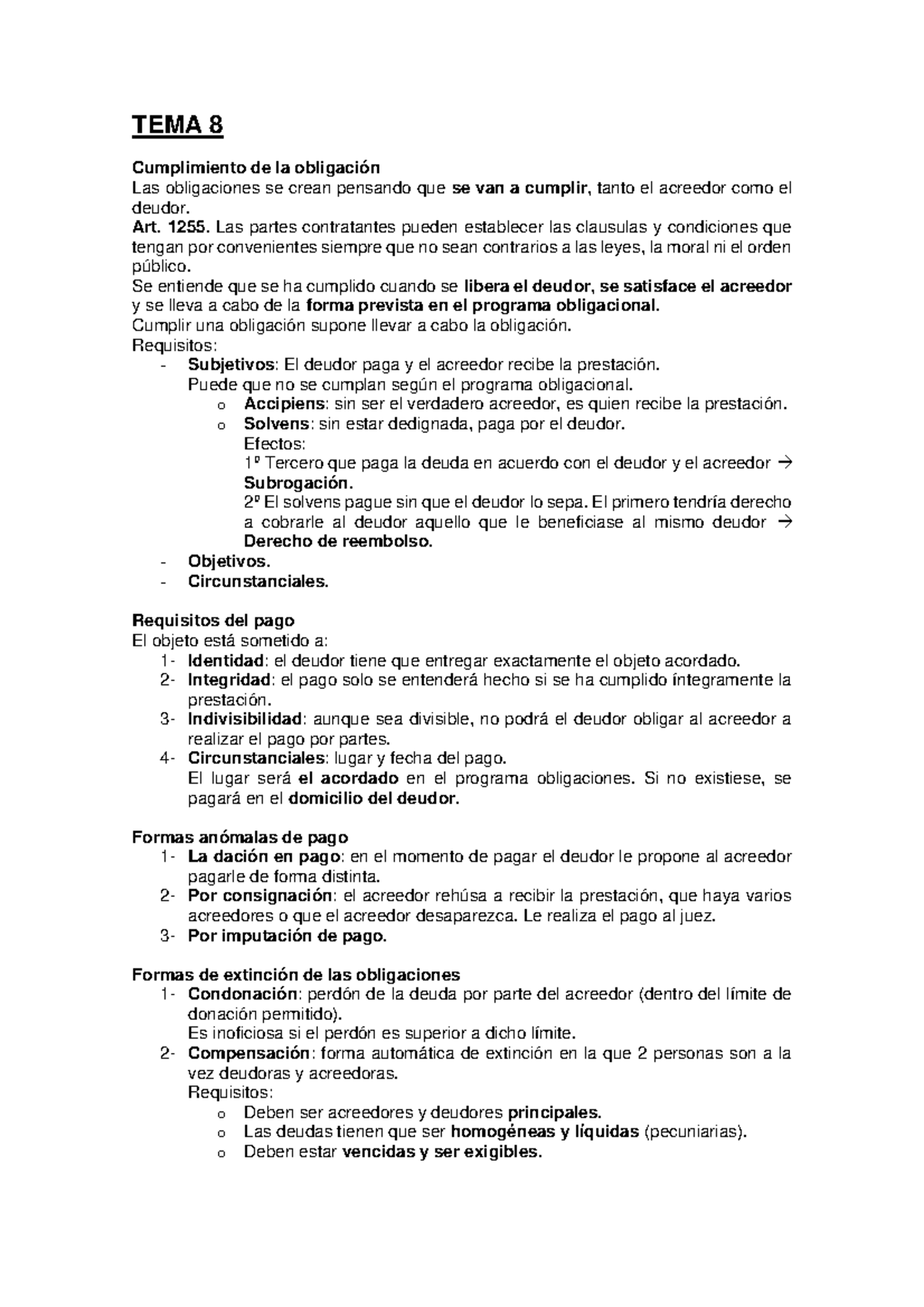 Tema 8 derecho - Apuntes con la mayor precisión y rigor. Perfectos para ...