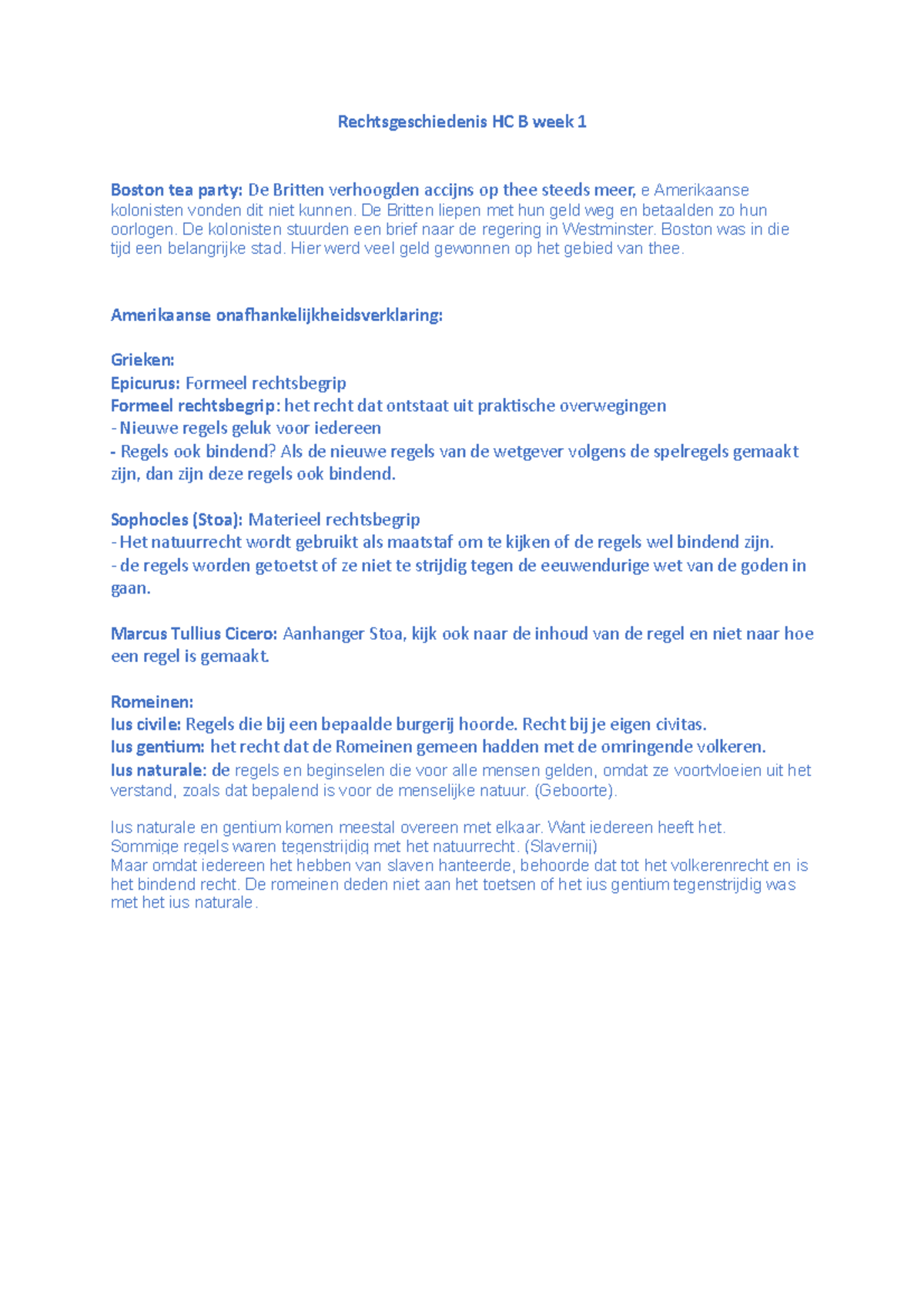 Rechtsgeschiedenis HC B week 1 De