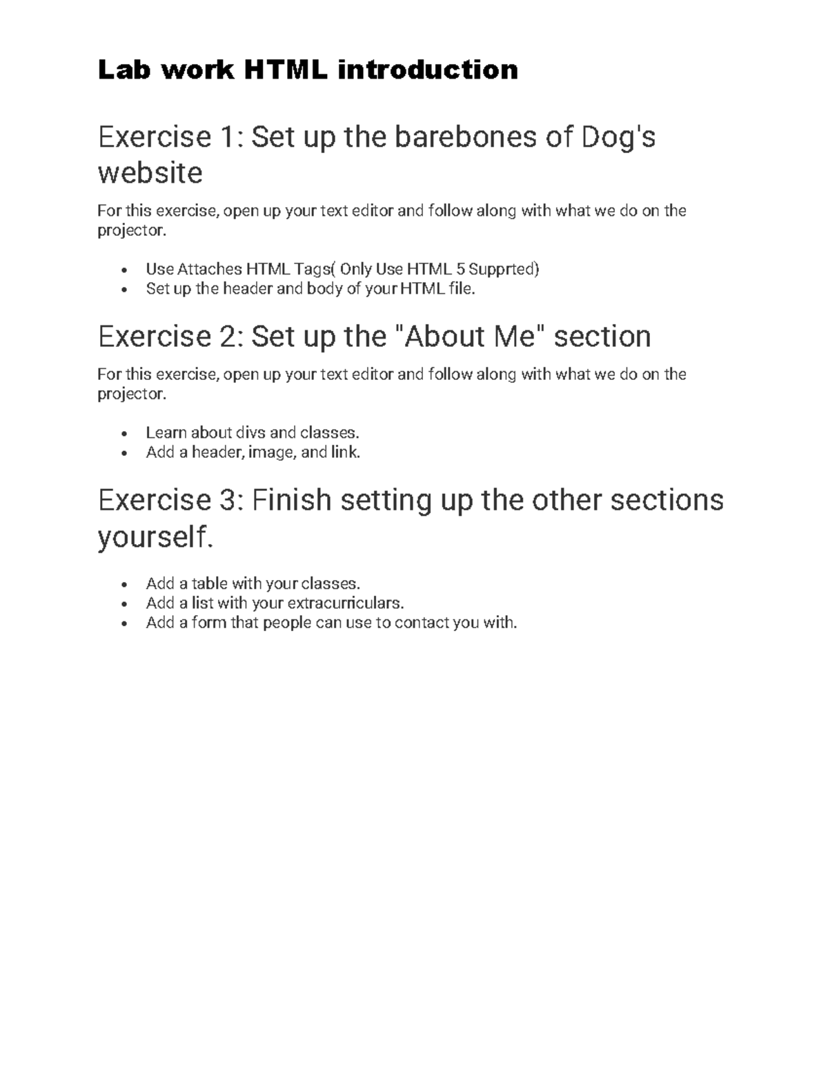 HTML LAB 1 - lab work - Lab work HTML introduction Exercise 1: Set up ...