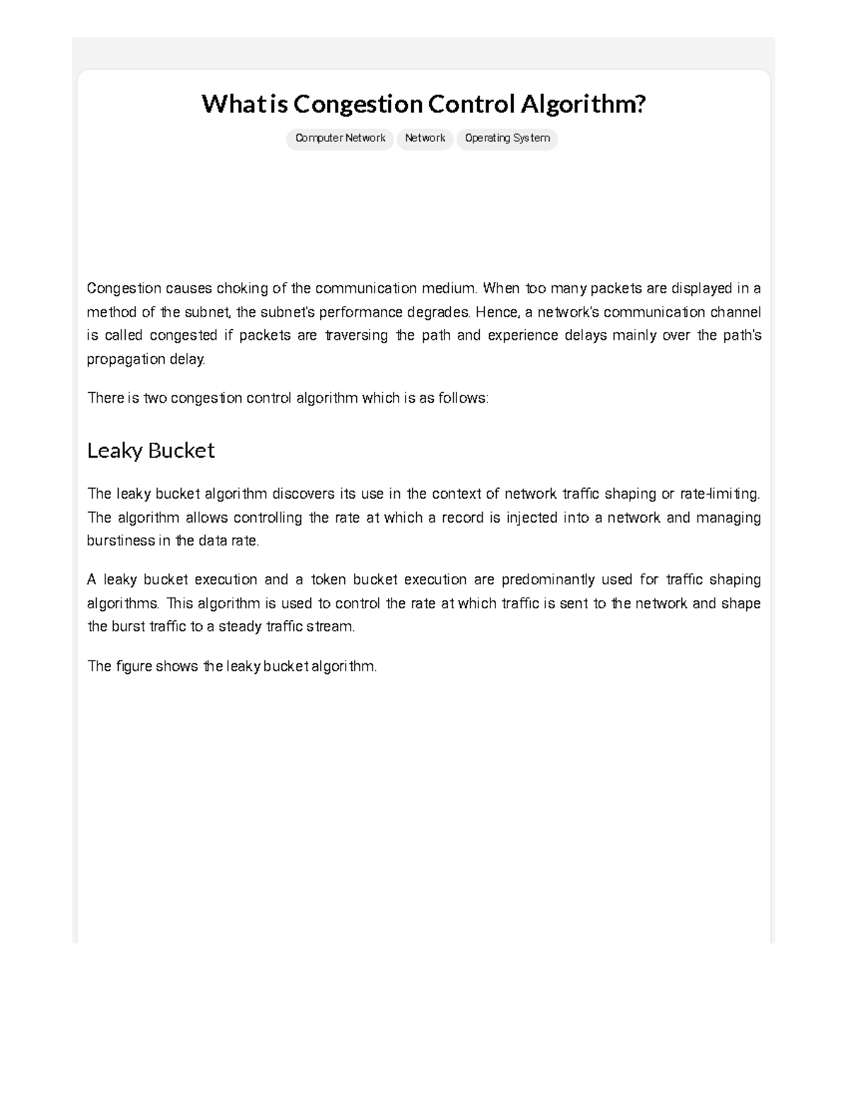 Congestion Control Algorithm - What is Congestion Control Algorithm ...