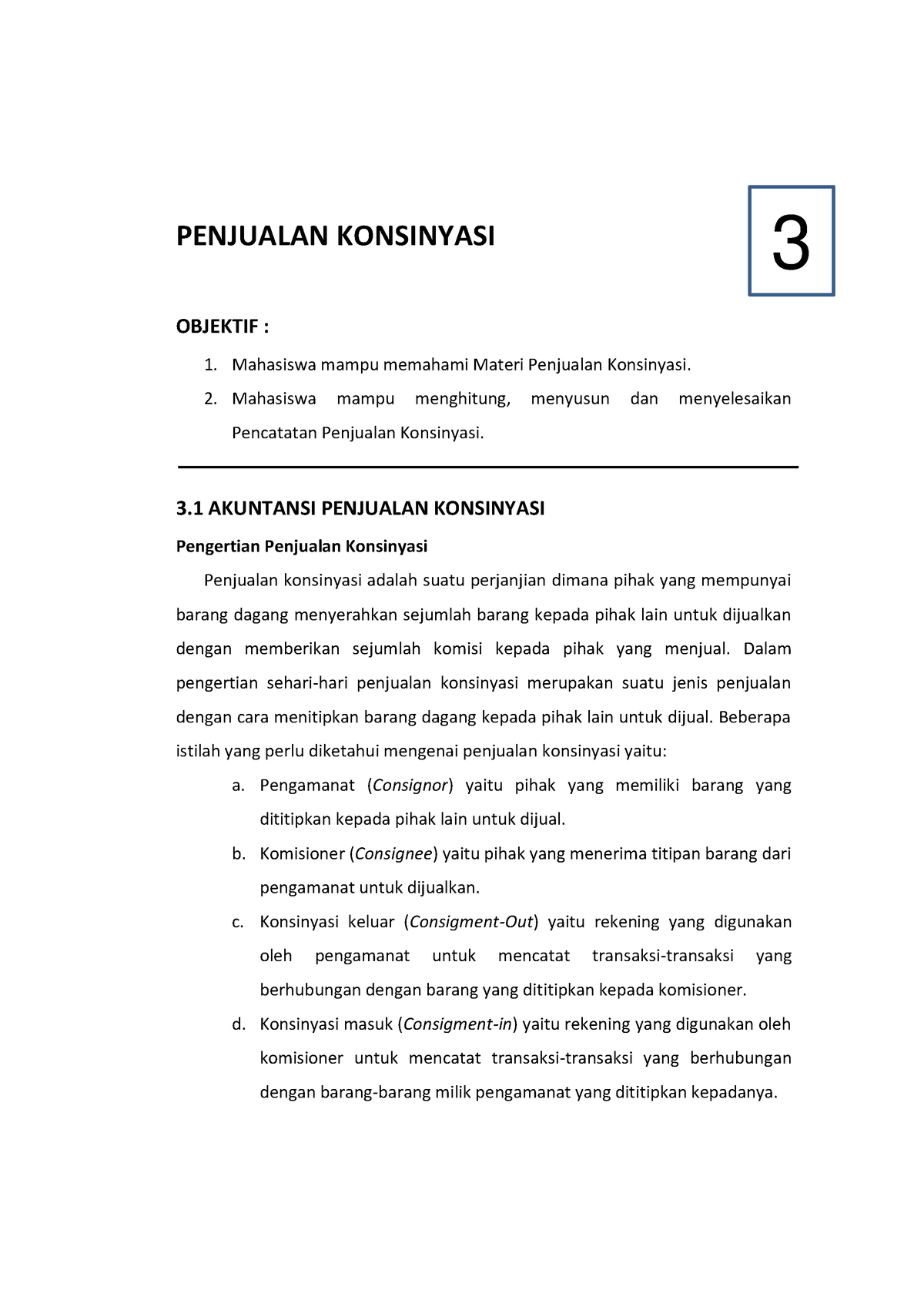 Topik 3. Modul Penjualan Konsinyasi - PENJUALAN KONSINYASI OBJEKTIF ...