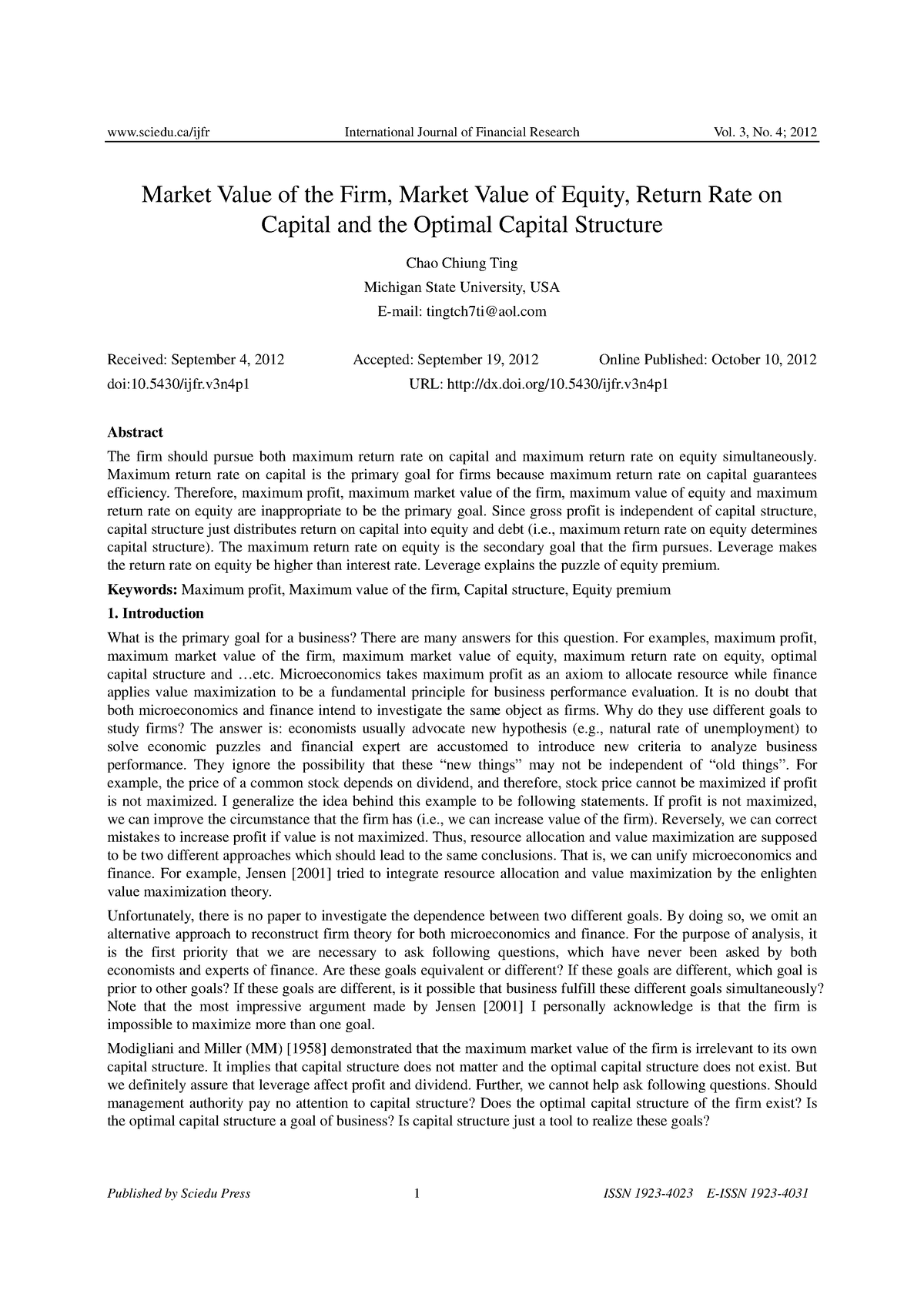 market-value-of-the-firm-market-value-of-5430-ijfr-url-dx-doi-10