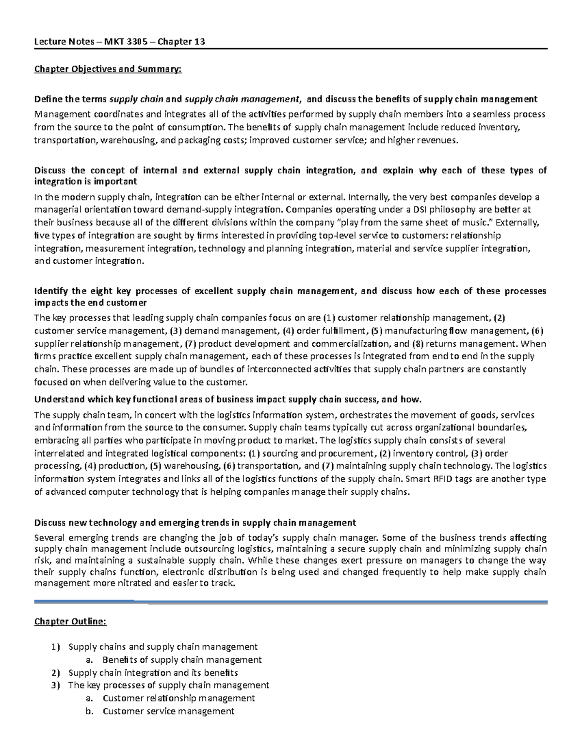 Chapter 13 Notes - MKT 3305 - Lecture Notes – MKT 3305 – Chapter 13 ...