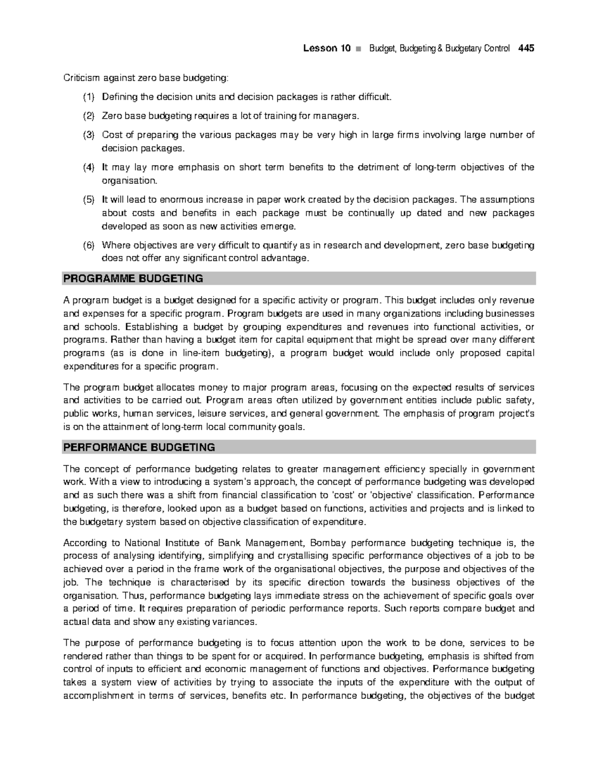 Cost Accounting- Programme Budgeting - Lesson 10 Budget, Budgeting ...
